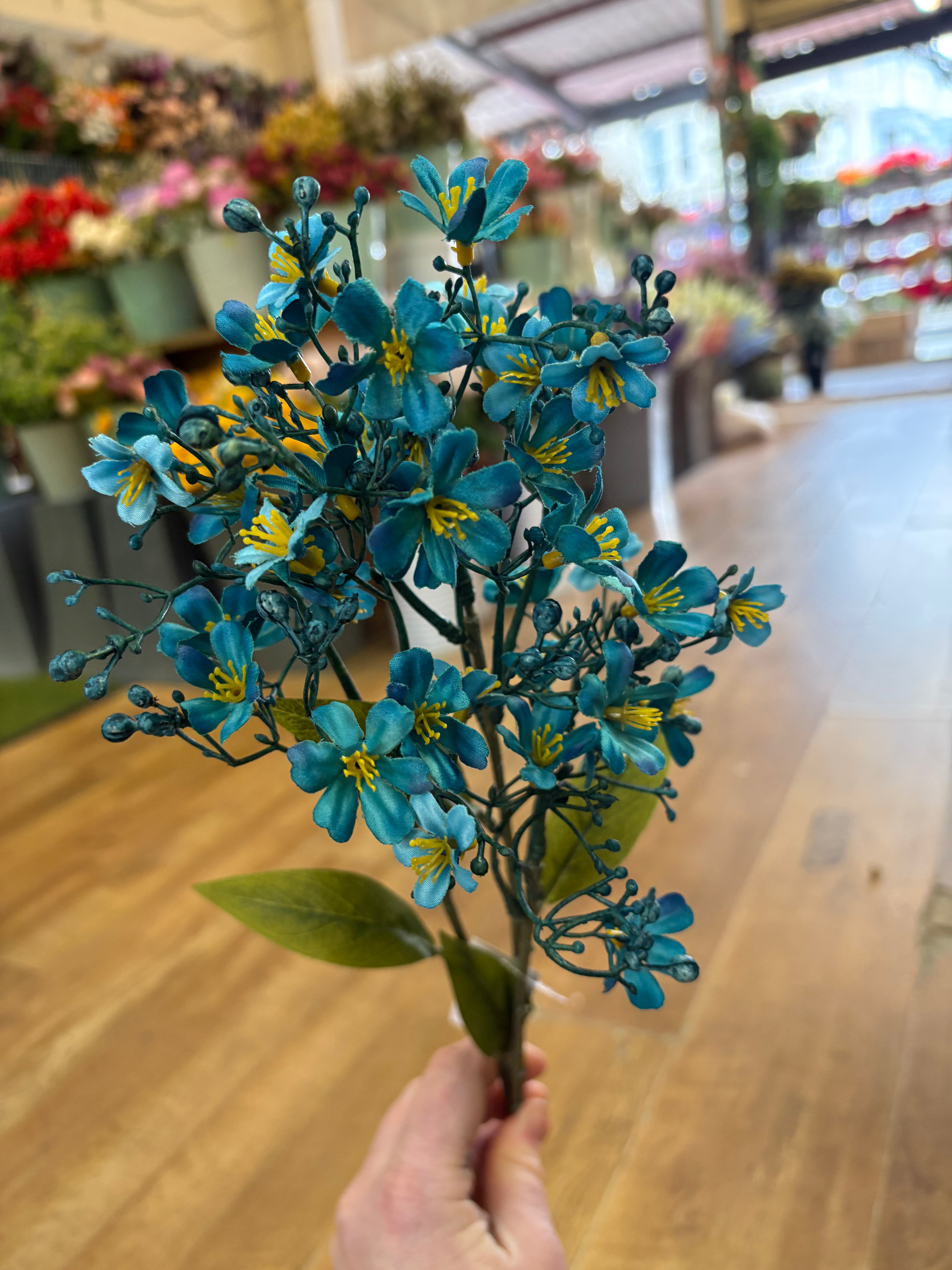 Long stem teal babies breath spray