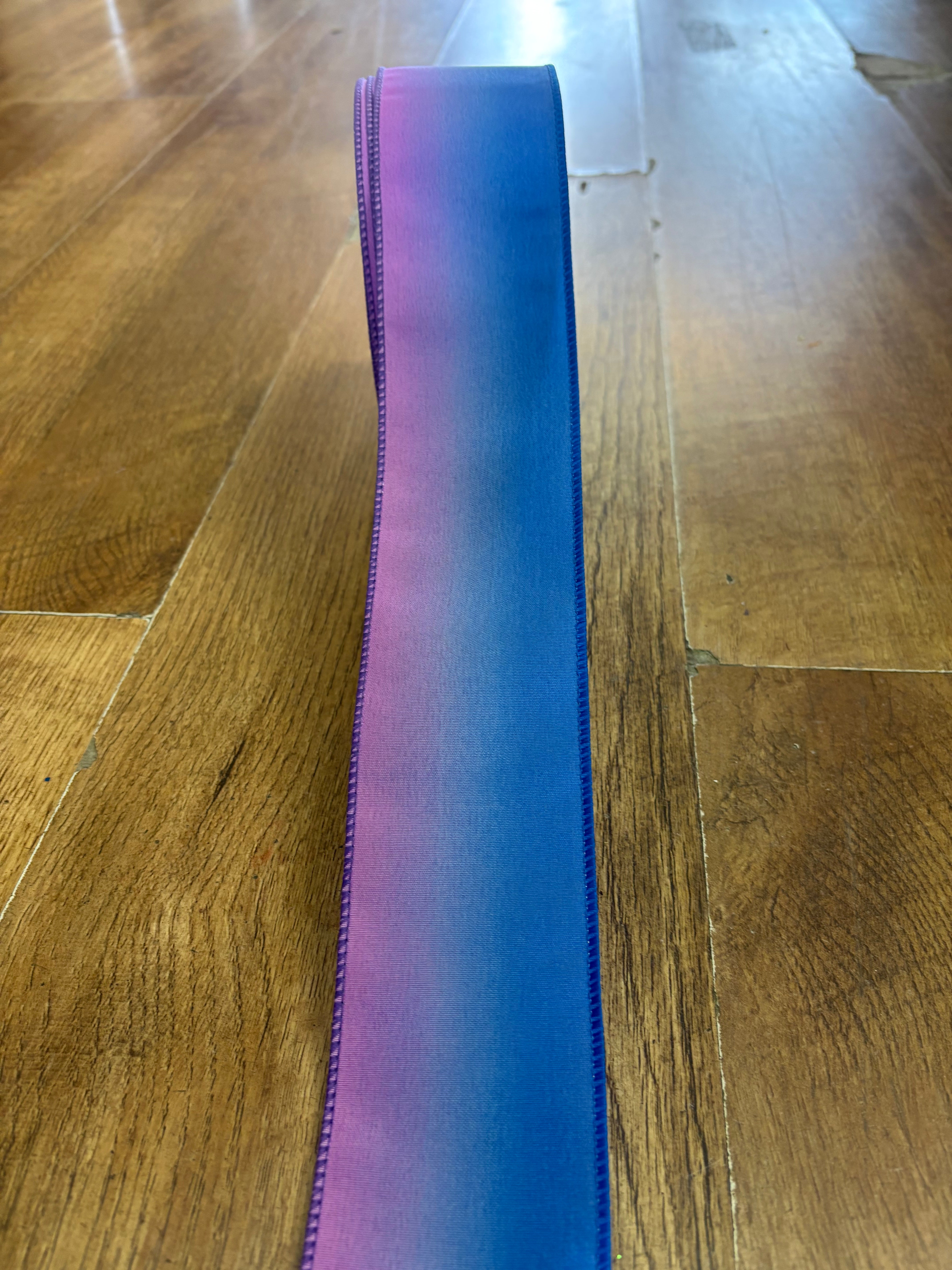 2.5inch blue and purple ombré wired ribbon - 1 metre