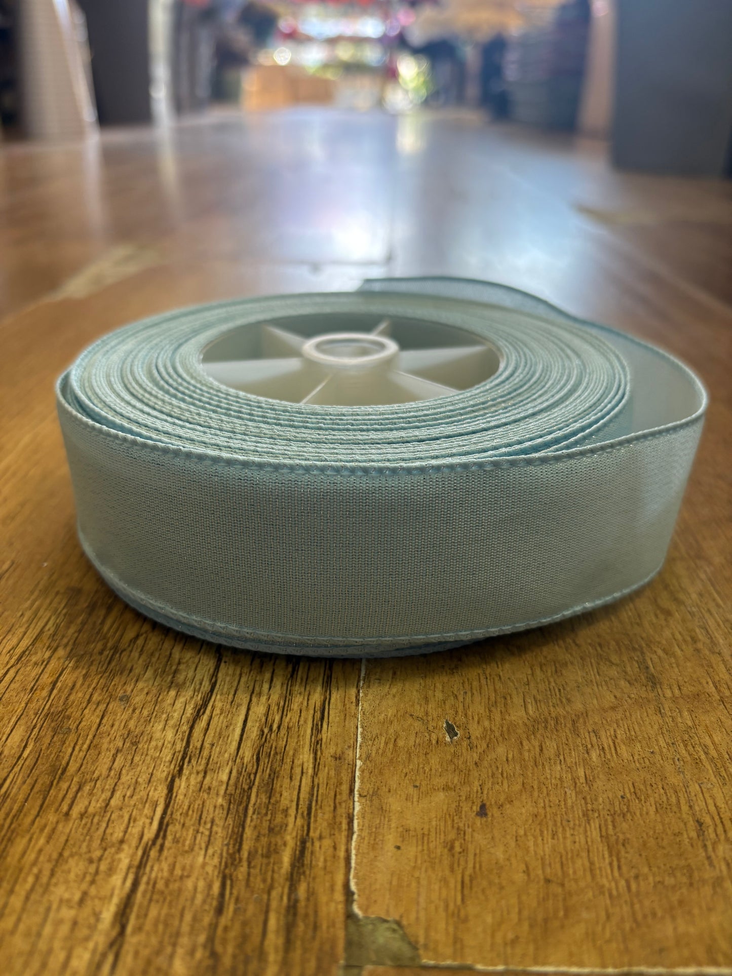 1.5inch pale blue shimmered wired ribbon - 1 metre
