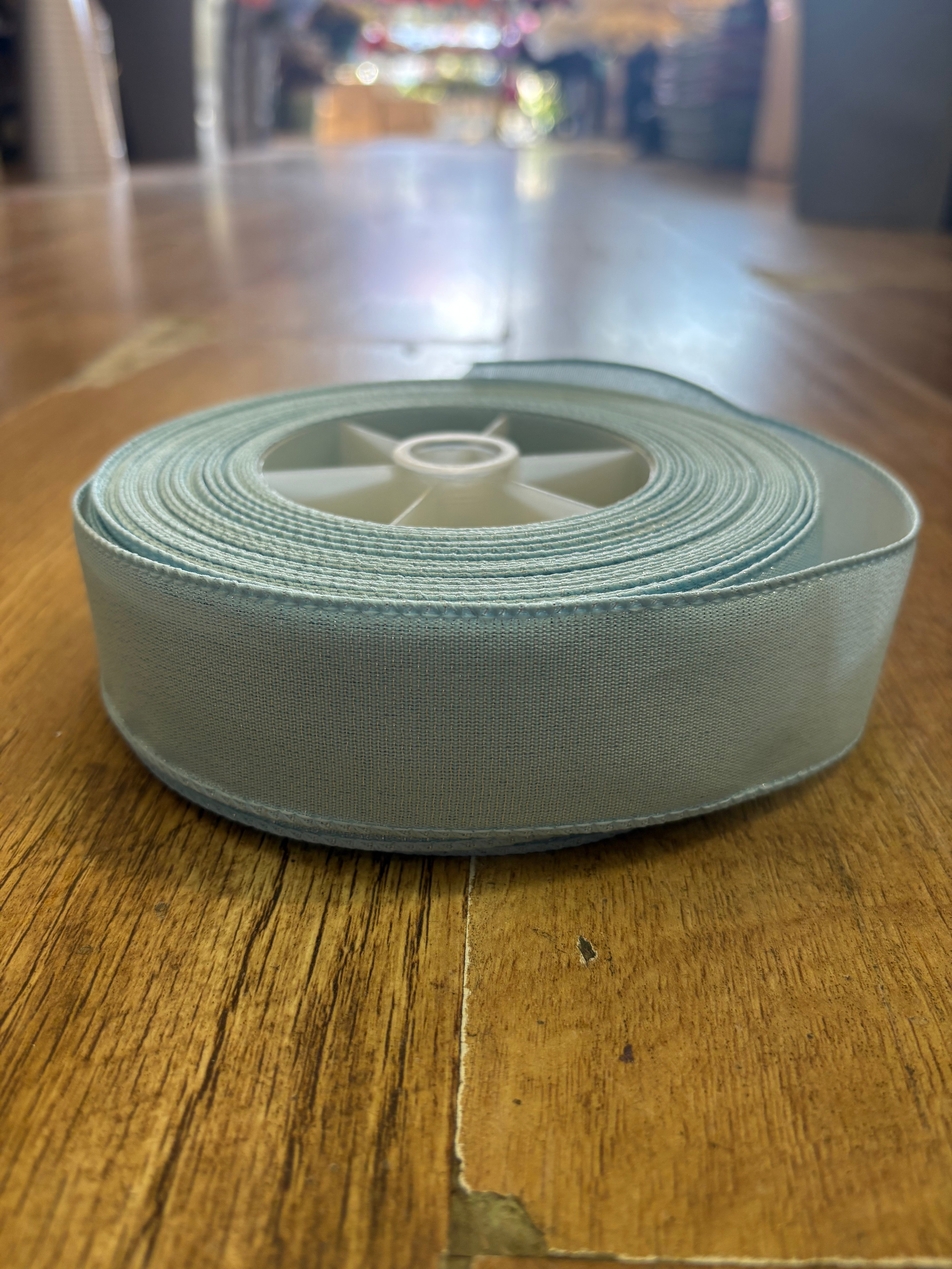 1.5inch pale blue shimmered wired ribbon - 1 metre