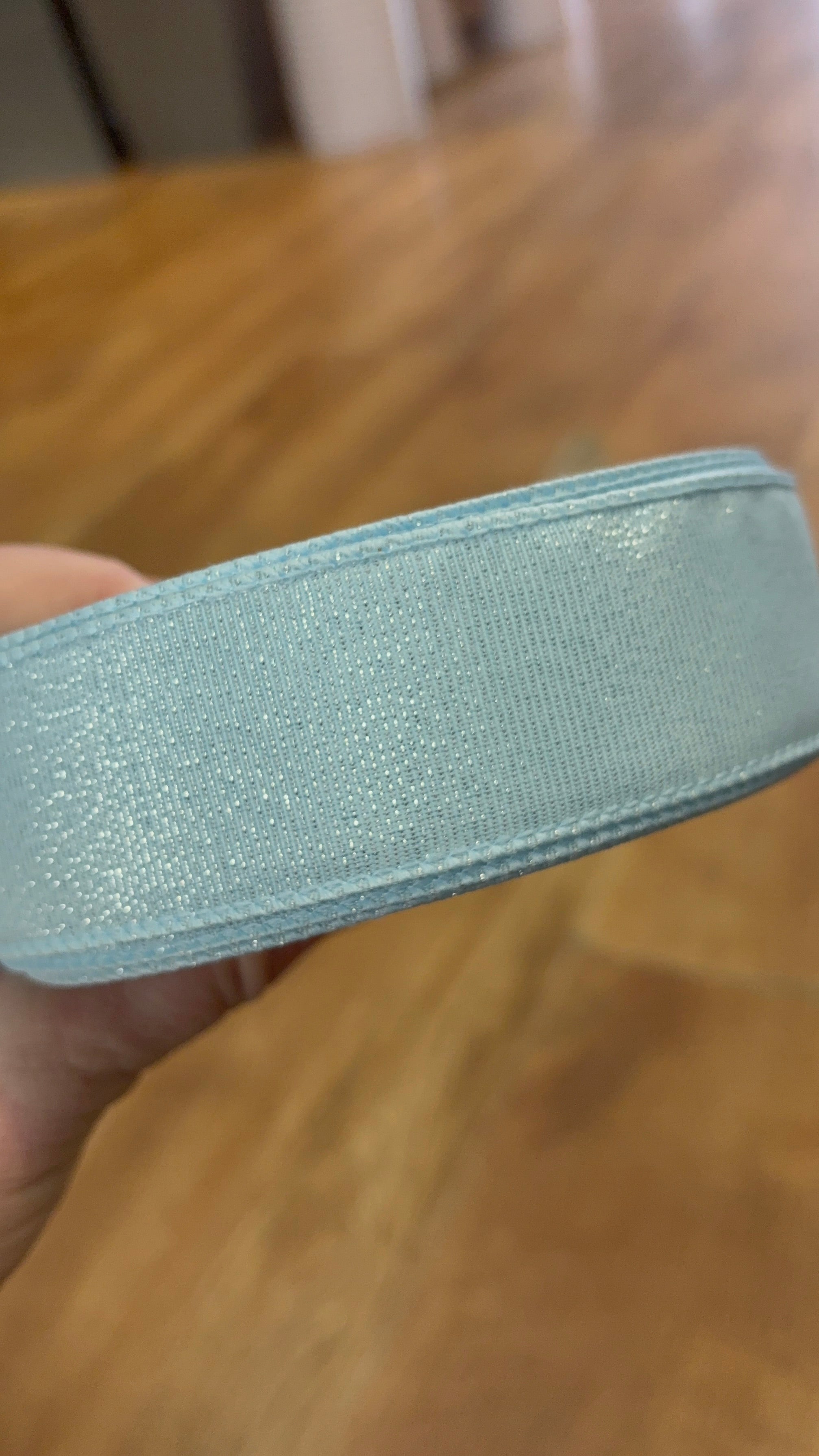 1.5inch pale blue shimmered wired ribbon - 1 metre