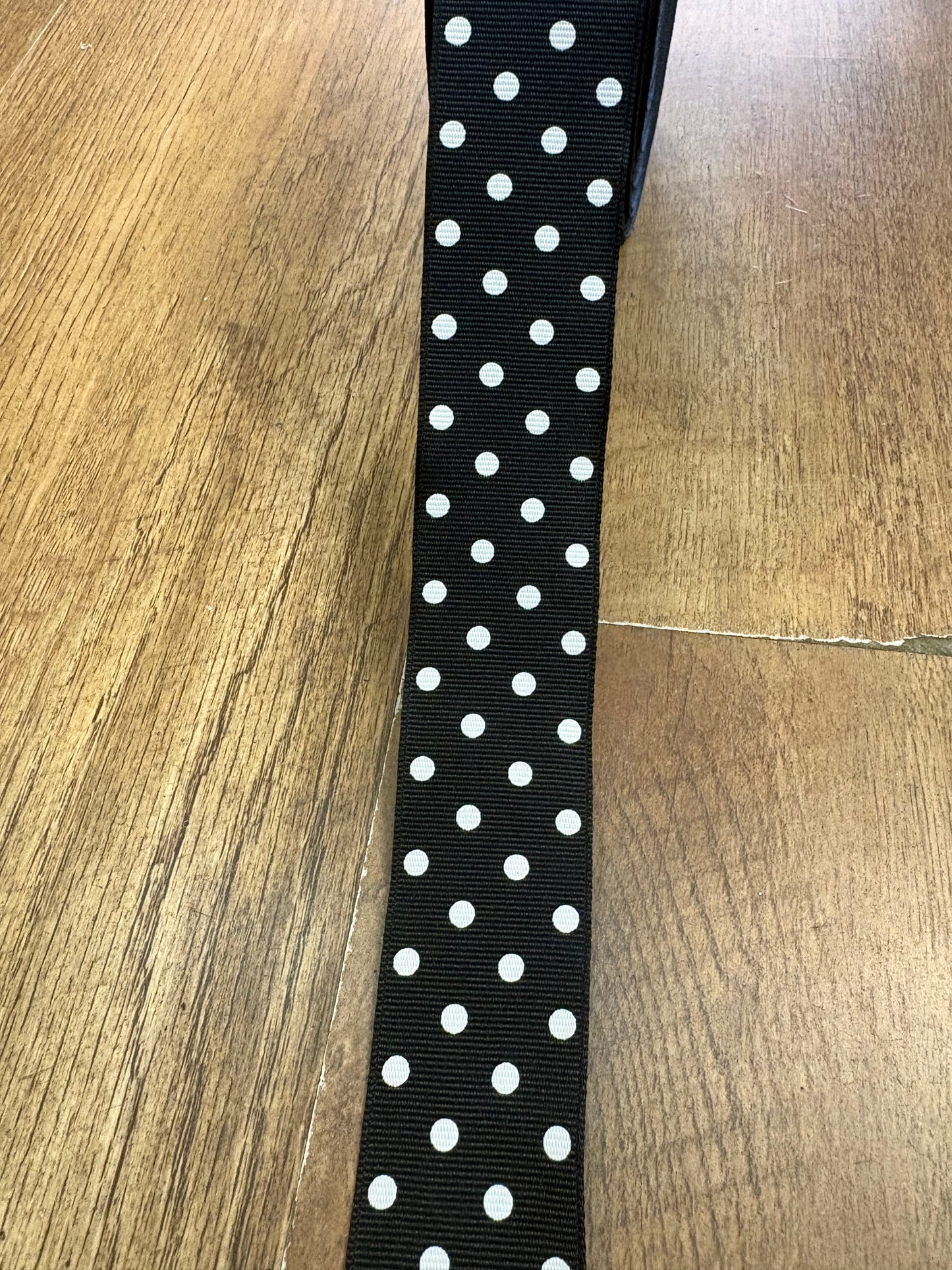 1.5inch black and white spotted grosgrain wired ribbon - 10 metres