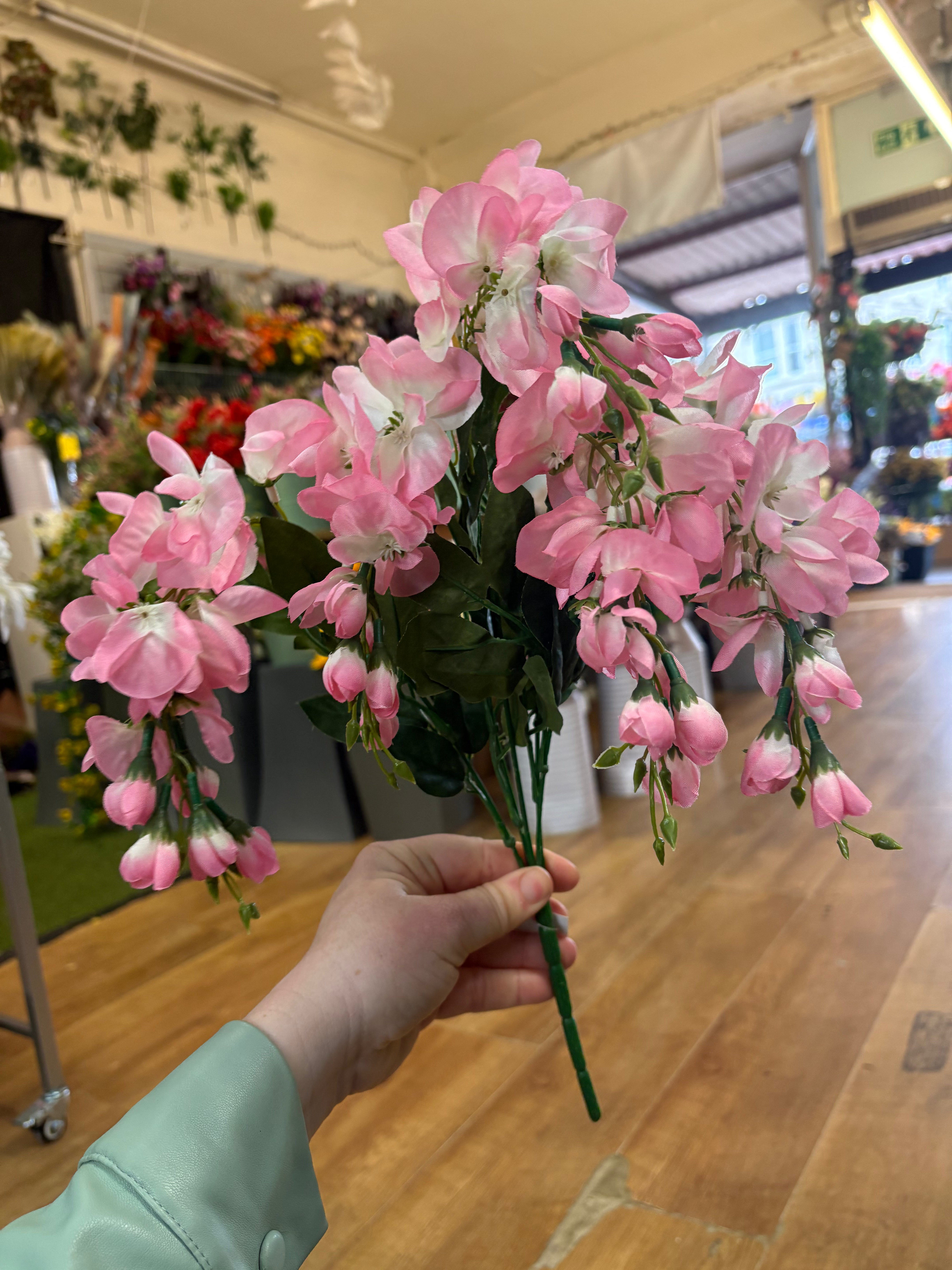Short pink wisteria bunch