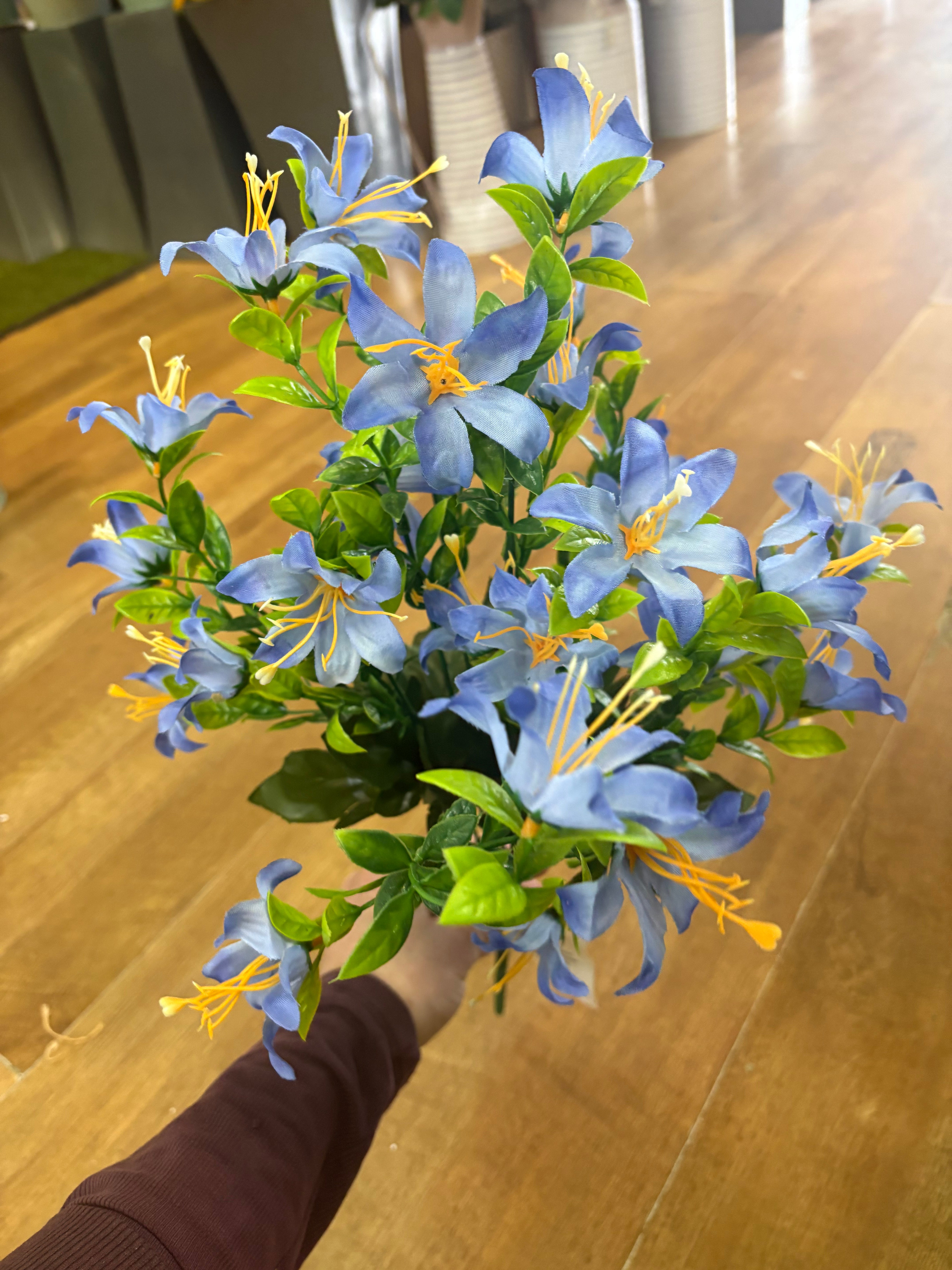 Large blue spring grass bunch