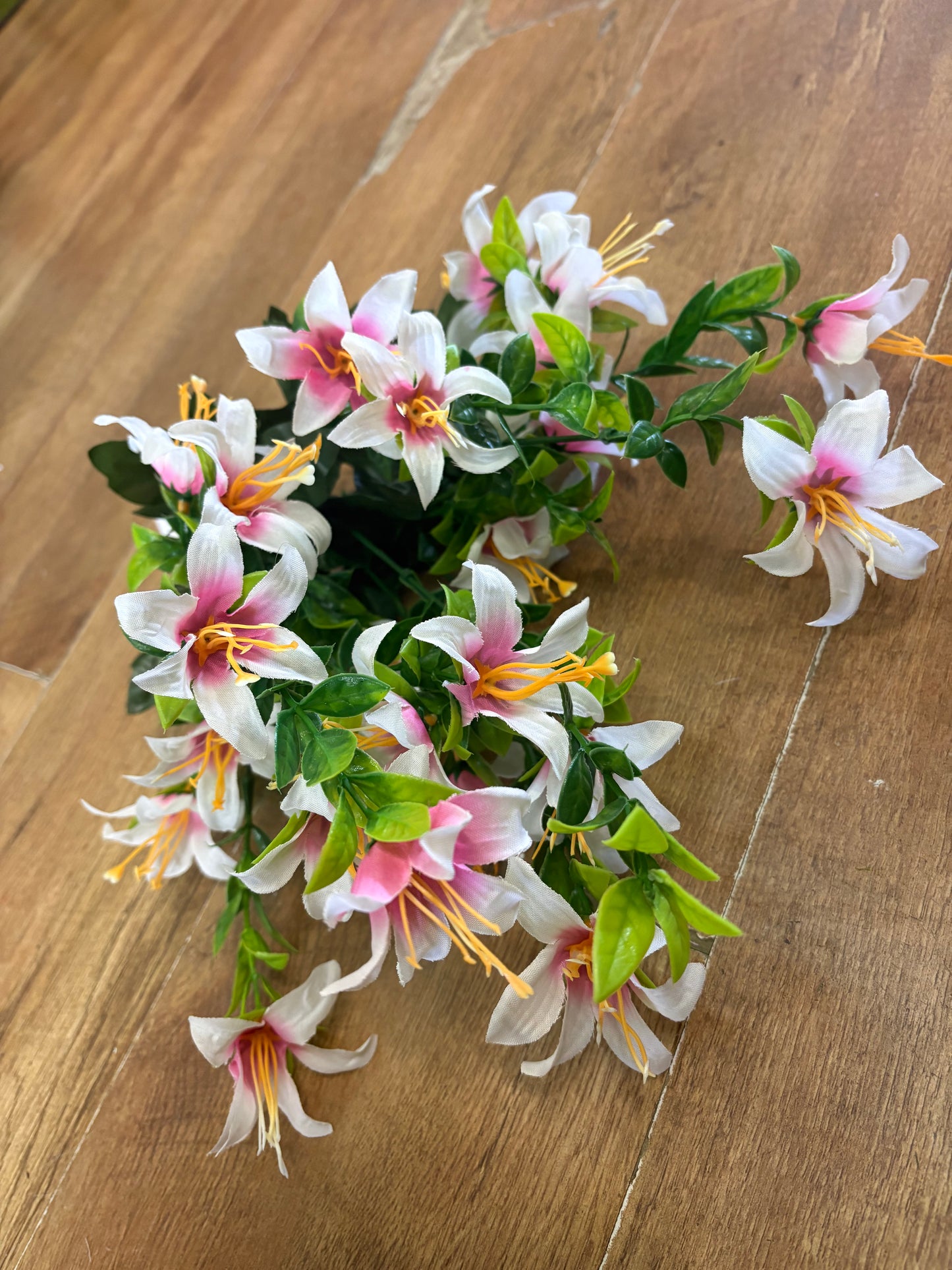 Large white and pink spring grass bunch