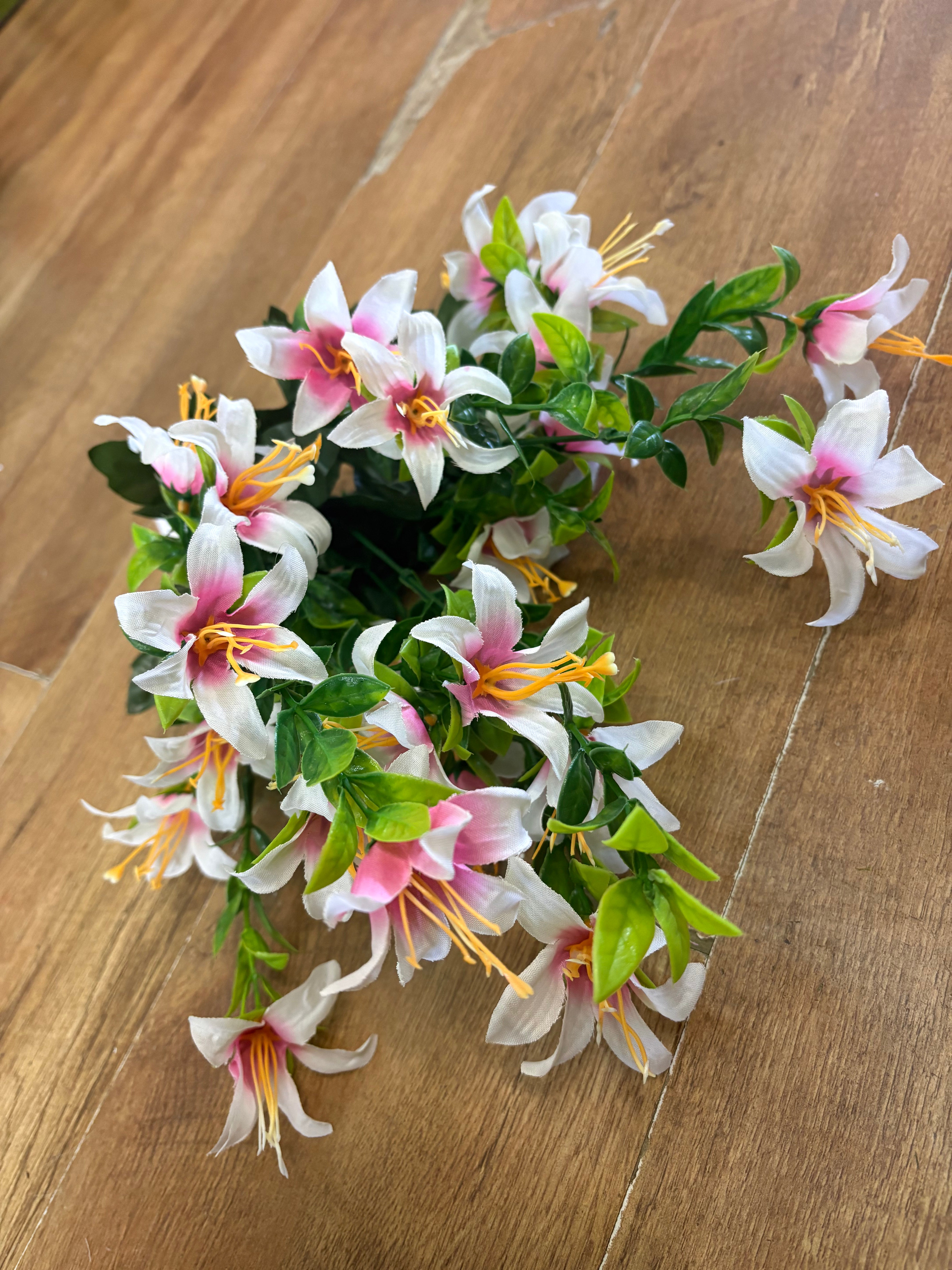 Large white and pink spring grass bunch