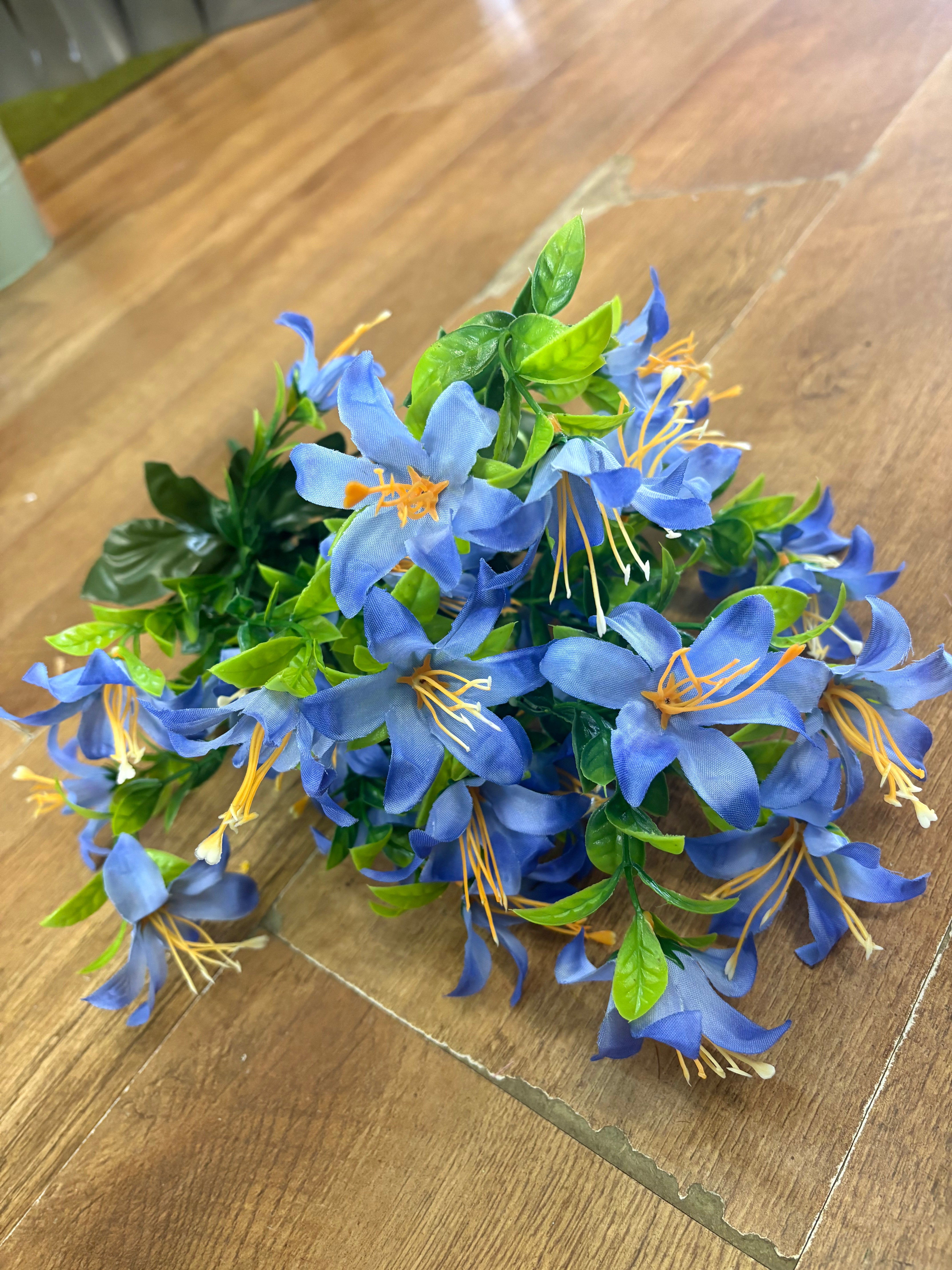 Large blue spring grass bunch