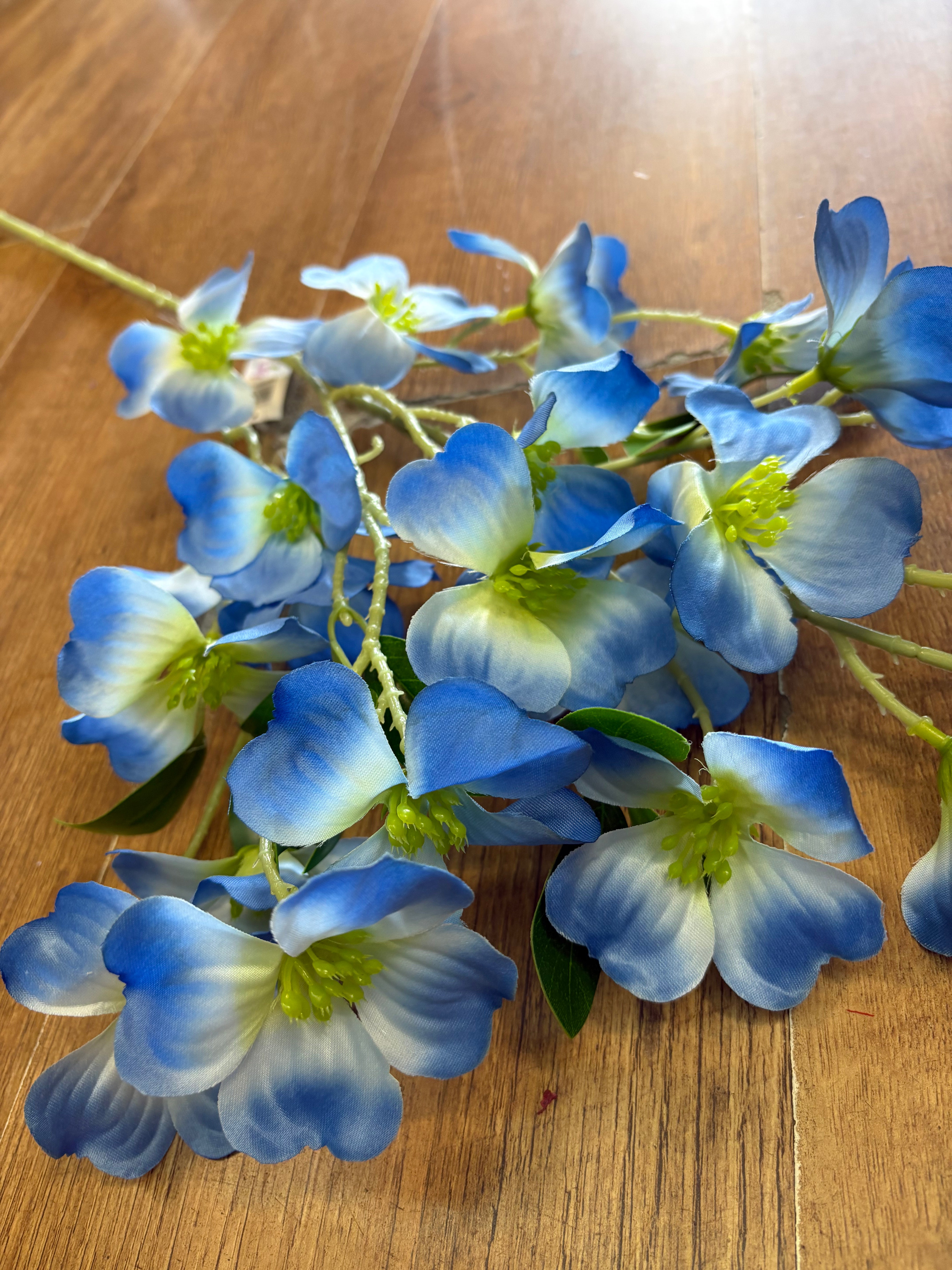Long stem blue dogwood spray