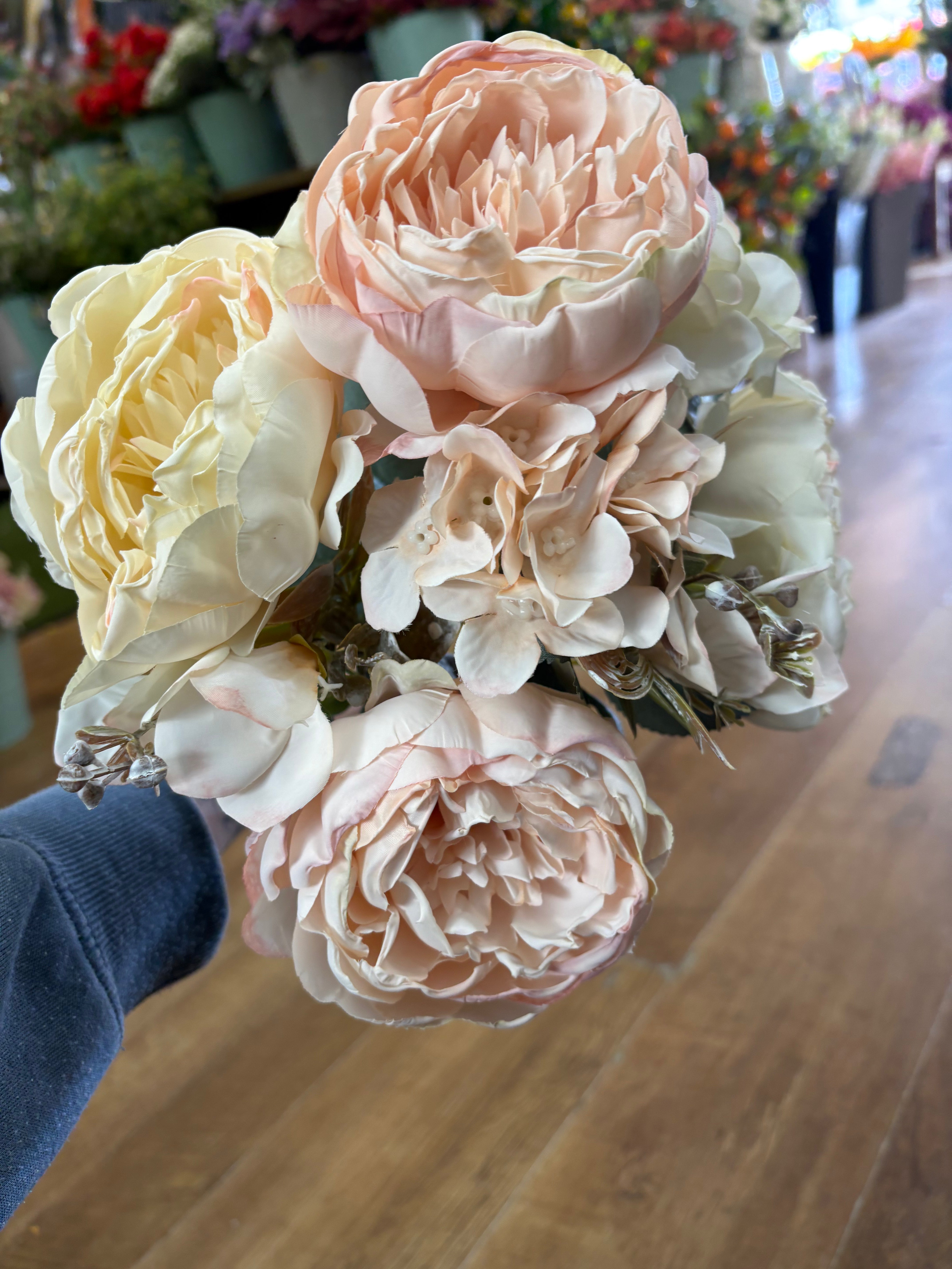 Peaches and cream dried inspired peony and hydrangea mix bouquet