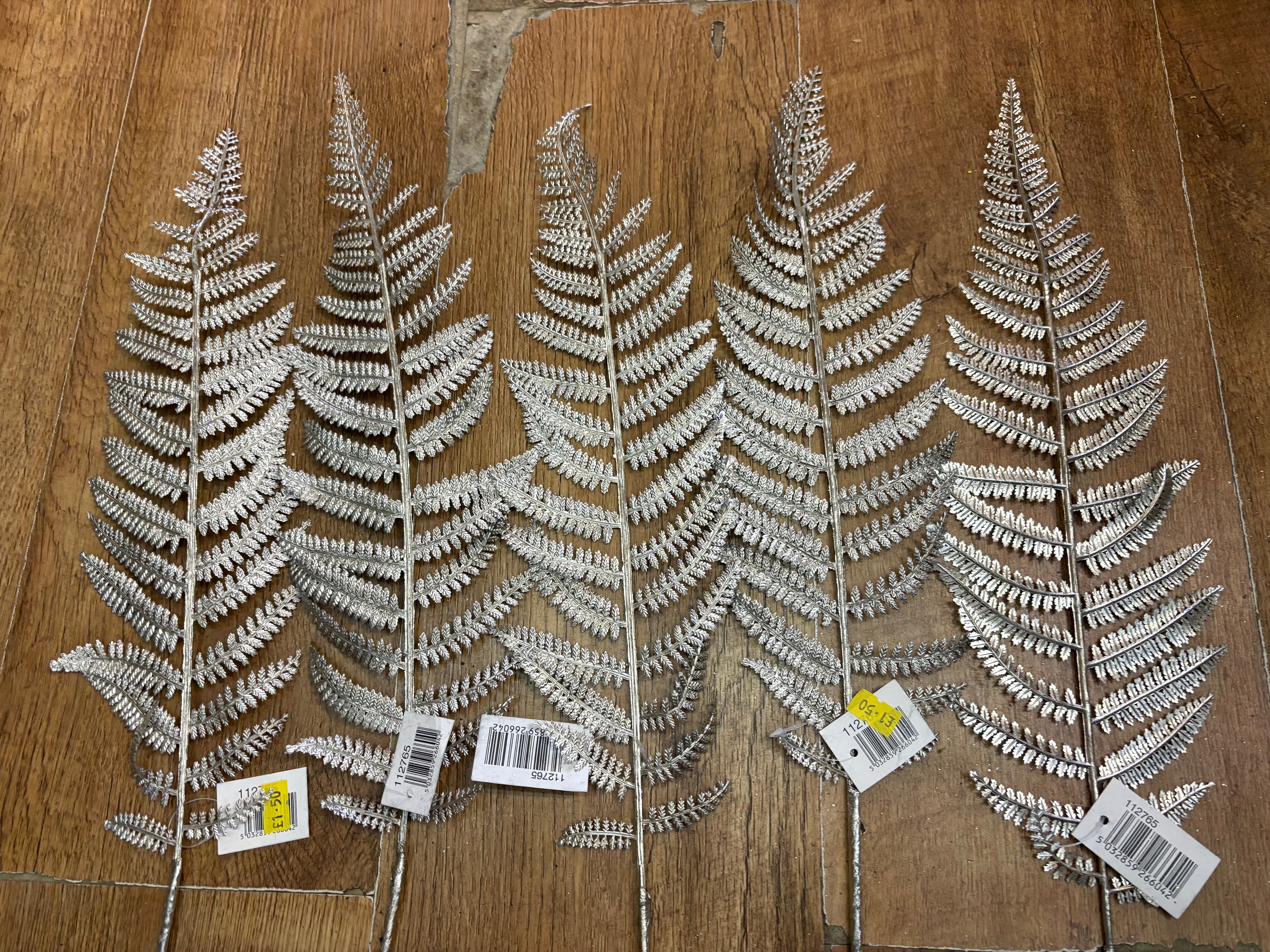 5 long stem champagne tinted metallic fern