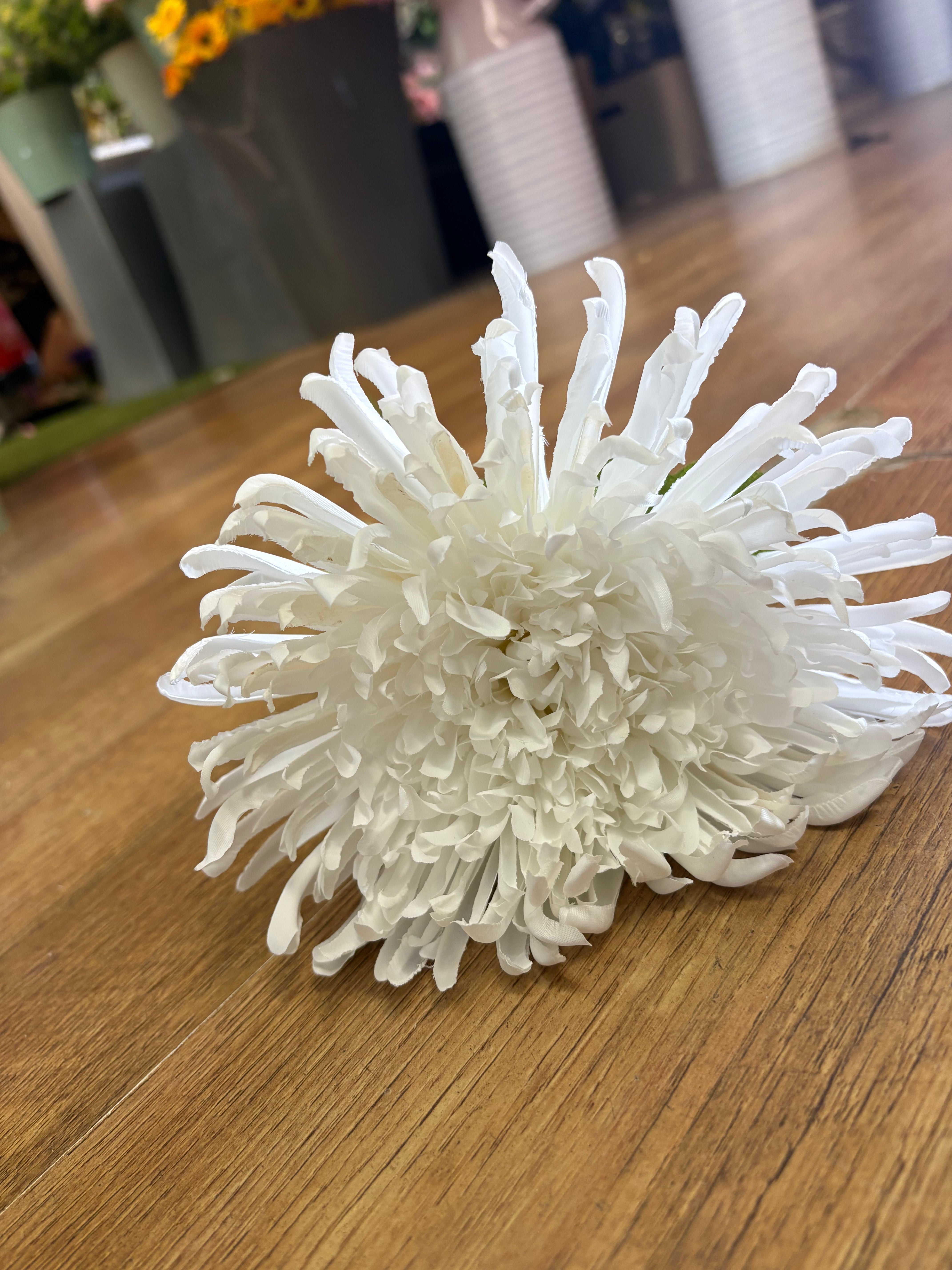 Long stem white Fuji mum