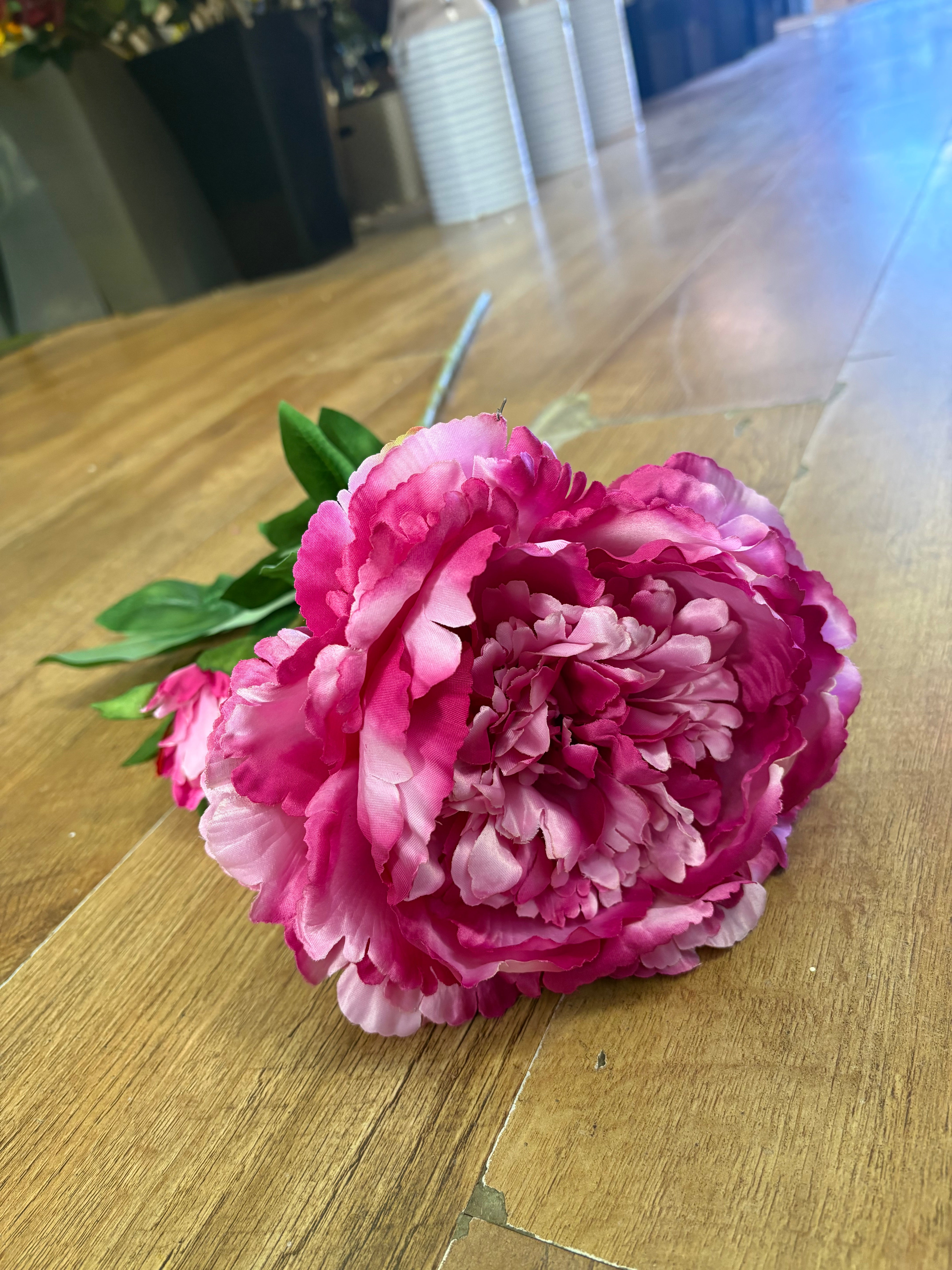 Tall extra large mixed pink peony and bud stem