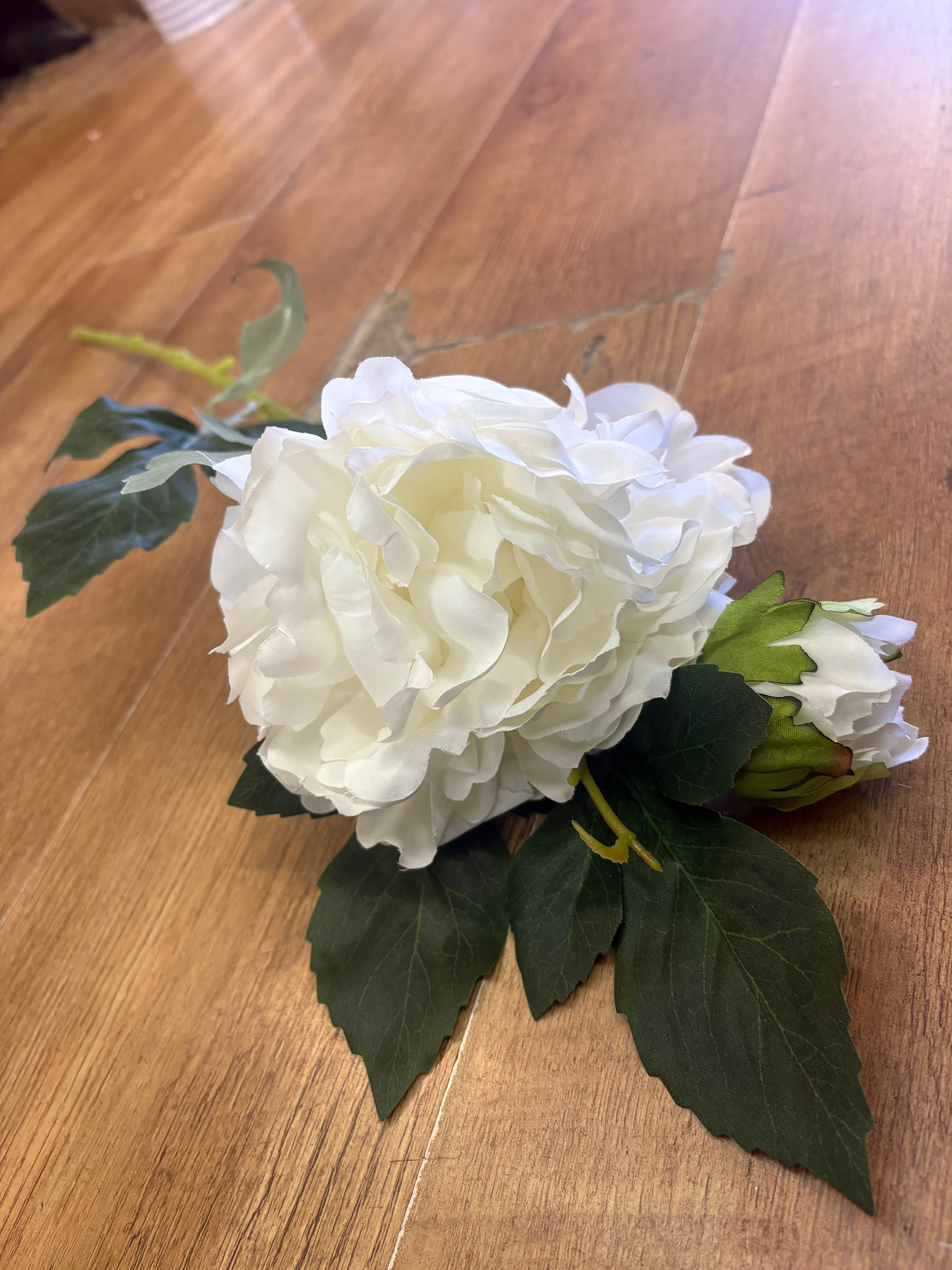 66cm ivory peony and bud