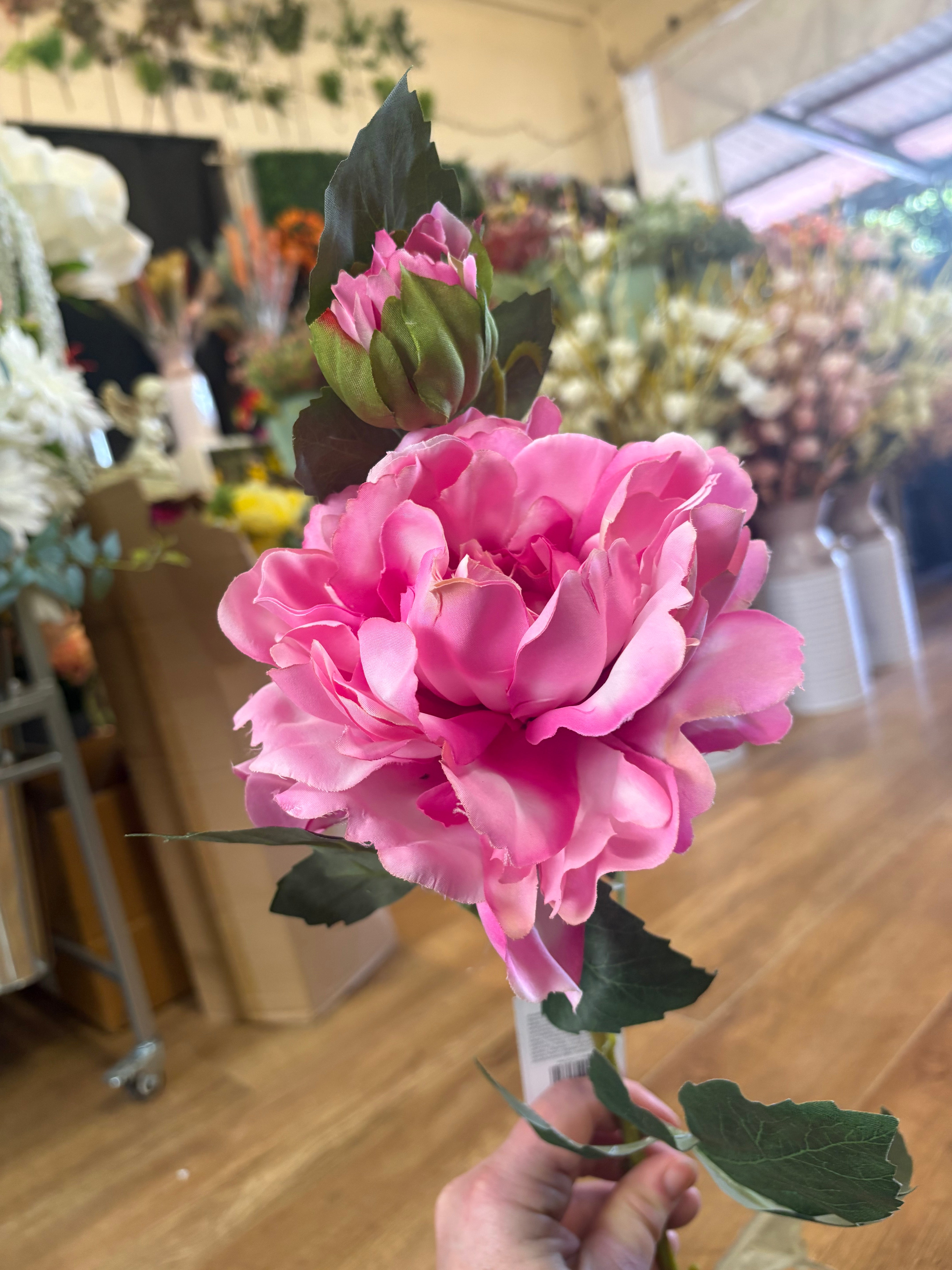 66cm pink peony and bud