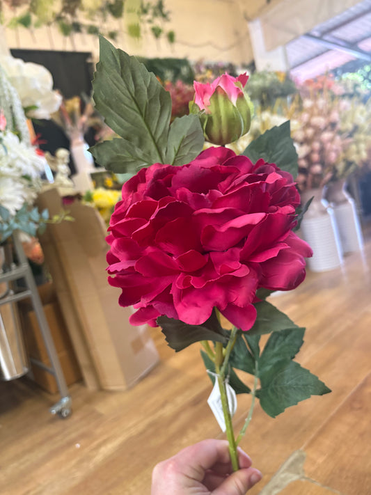 66cm fuchsia peony and bud
