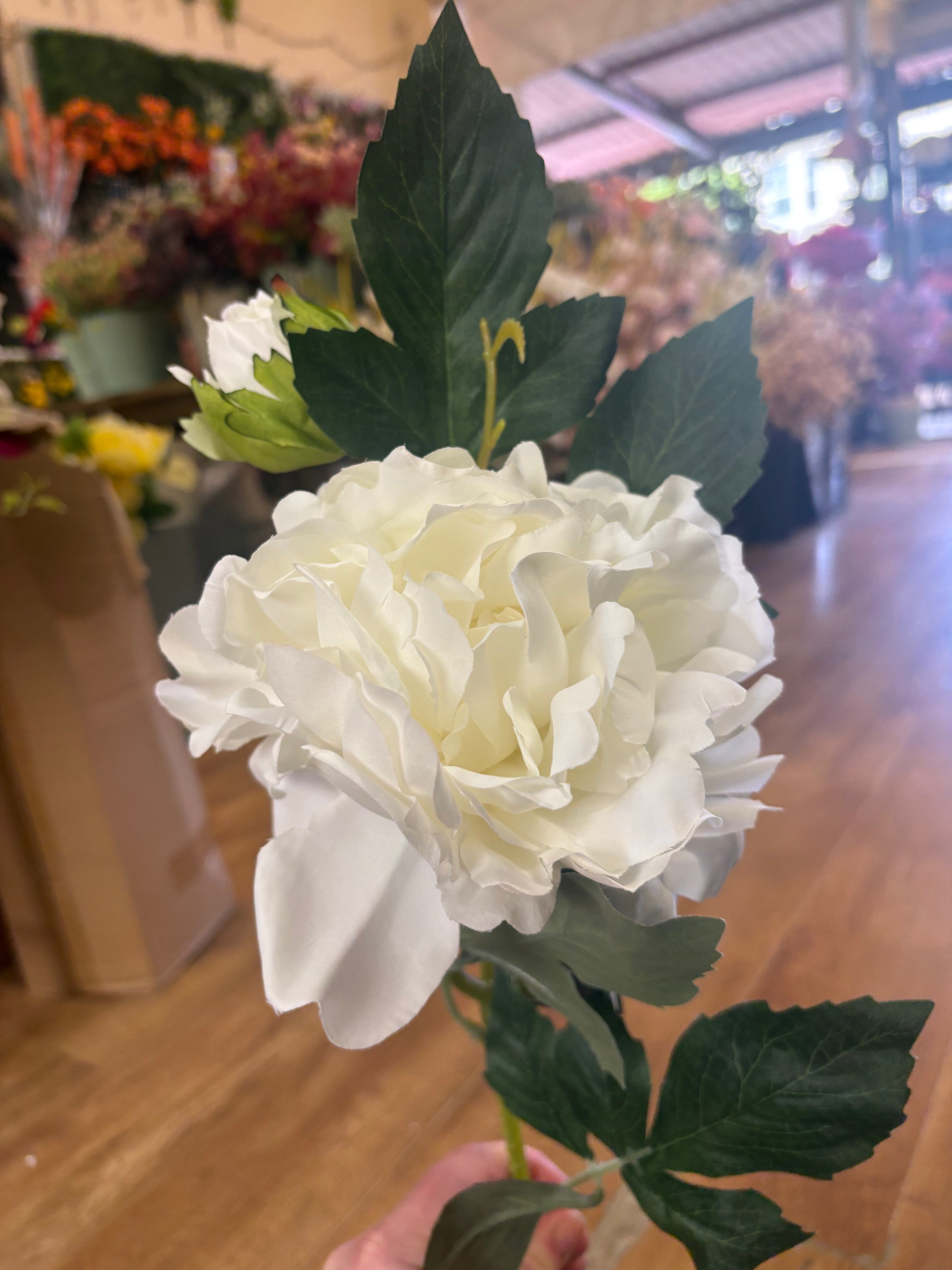 66cm ivory peony and bud