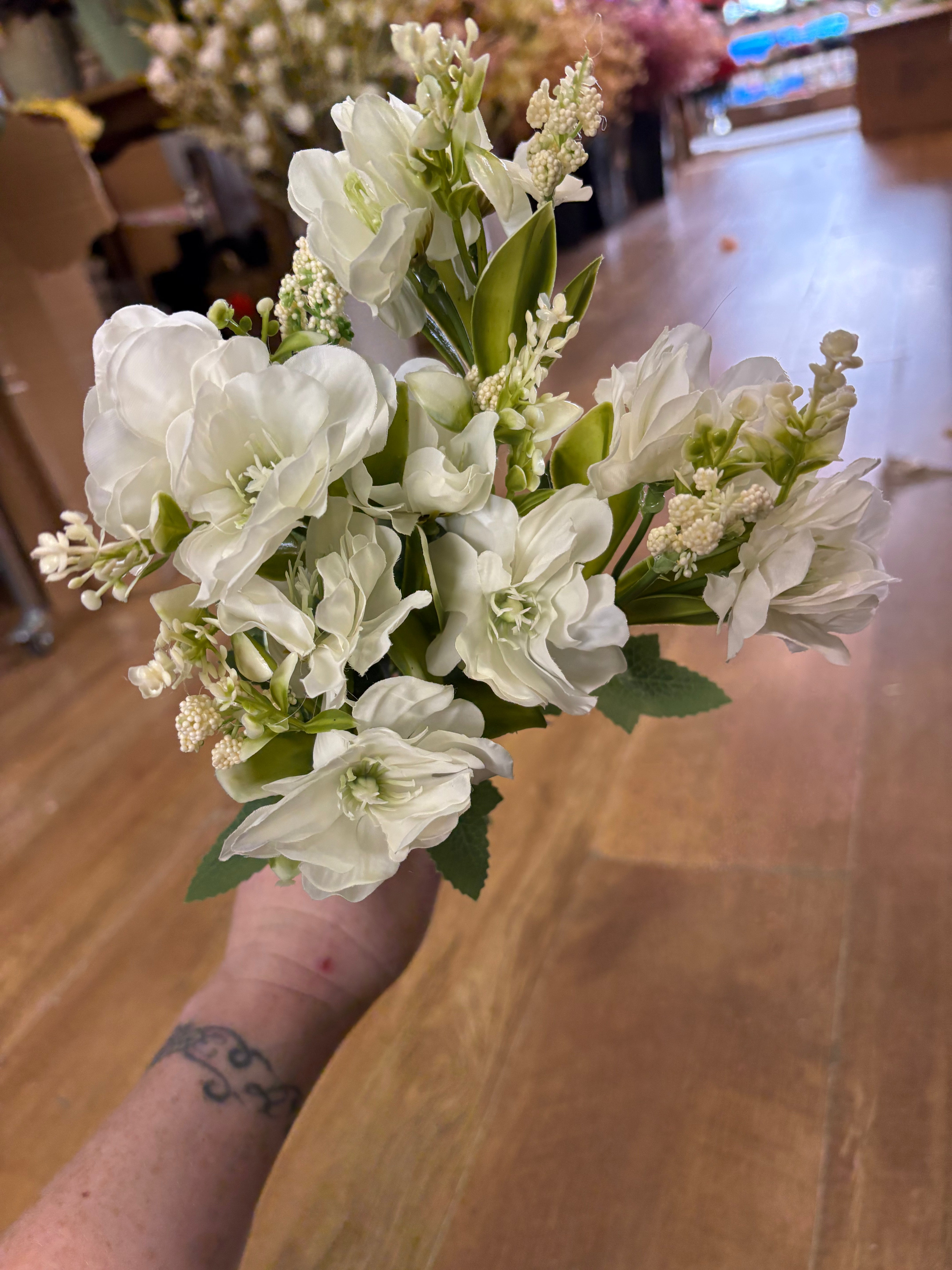 Ivory hellebore bunch
