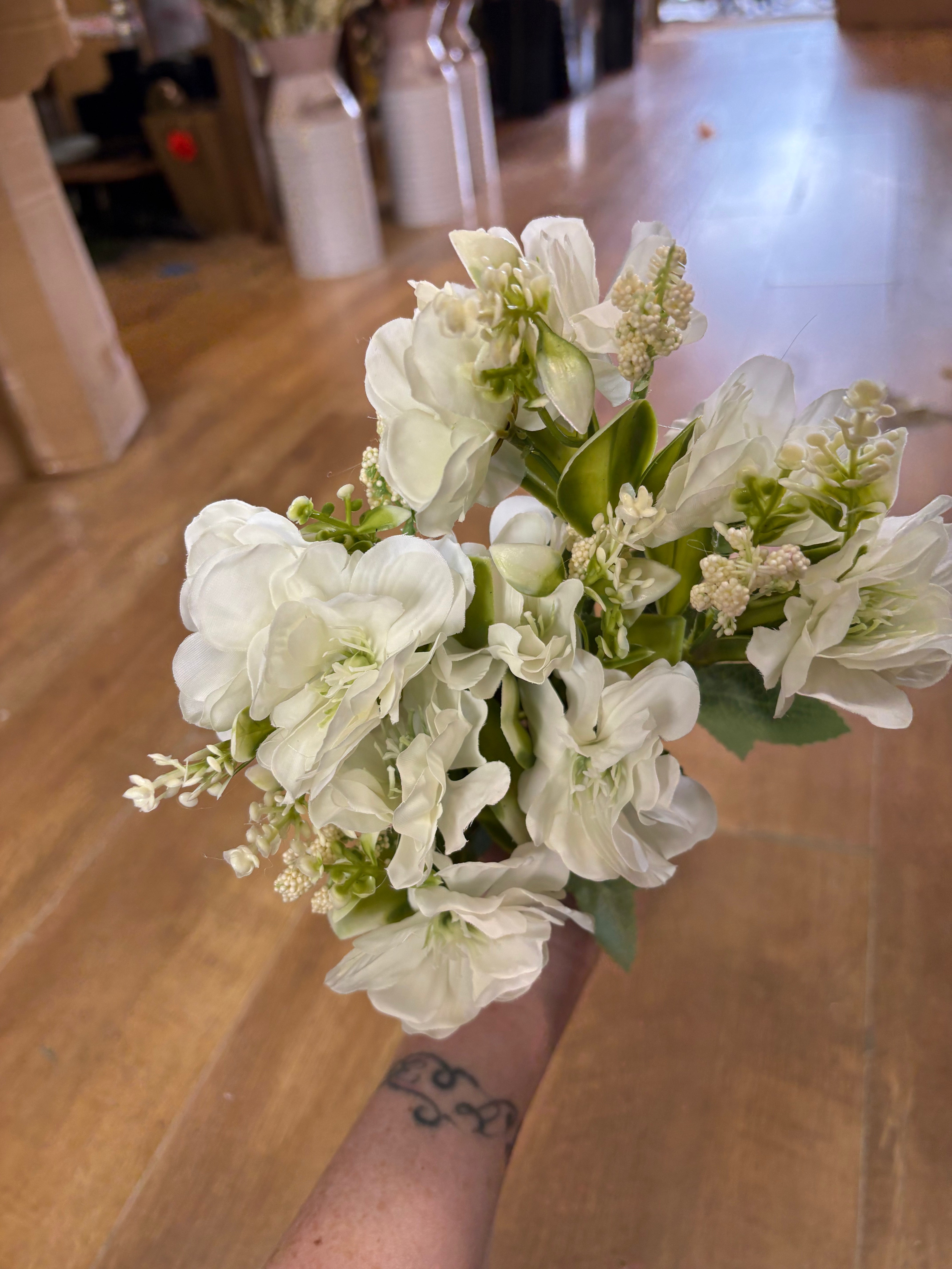 Ivory hellebore bunch