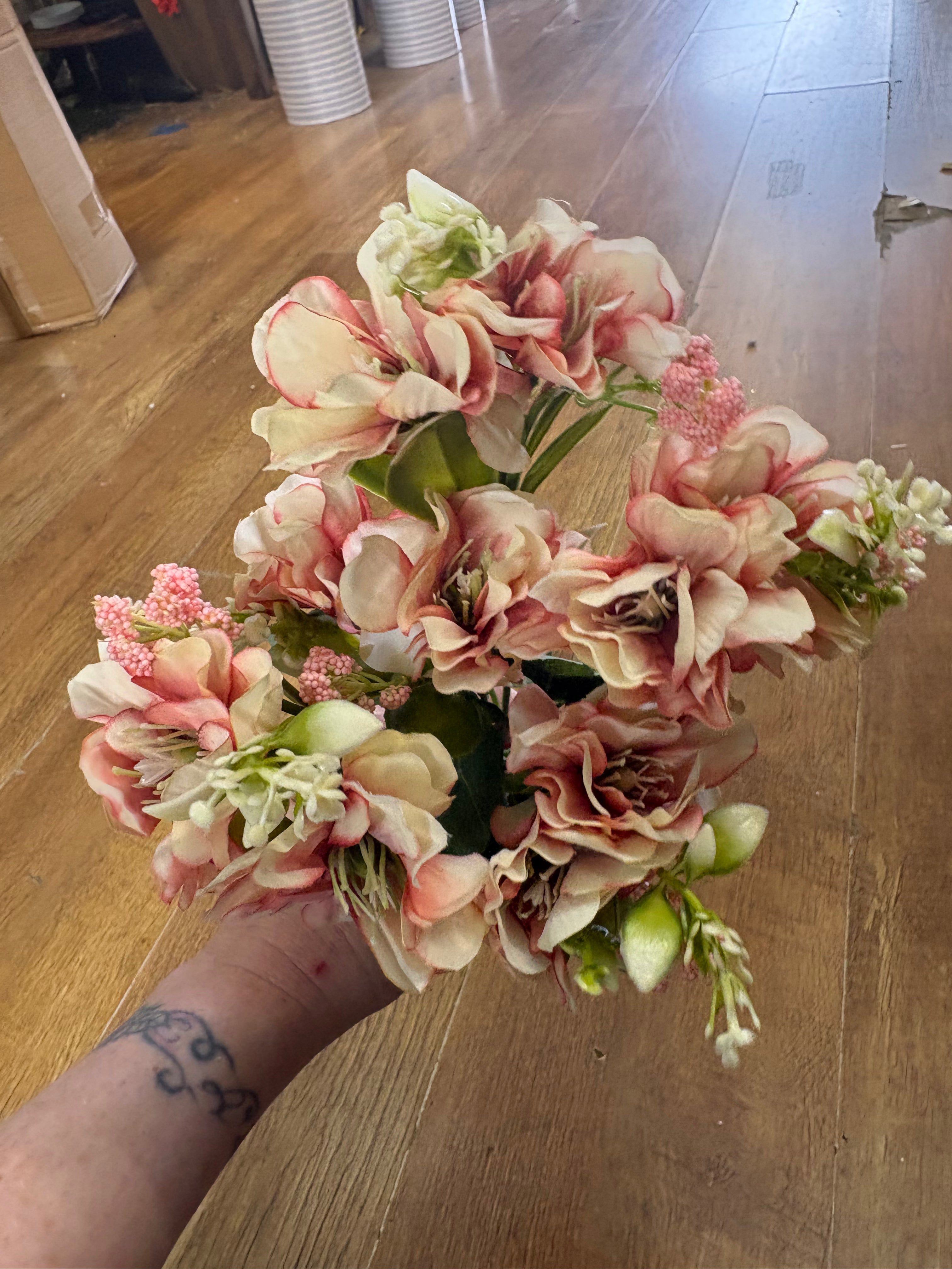 Pink hellebore bunch