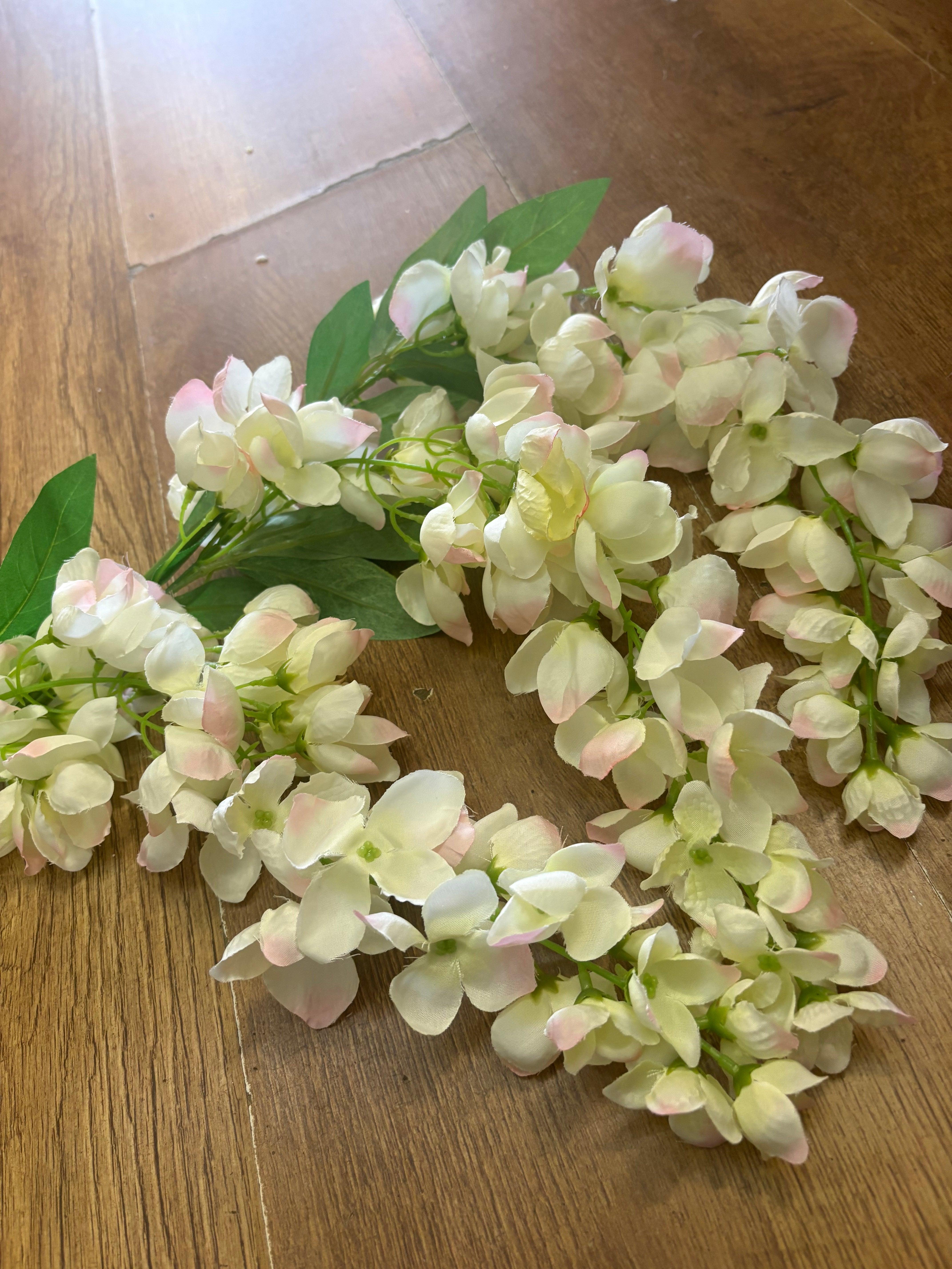 92cm tall cream with pink tints trailing wisteria (trail length approx 30cm)