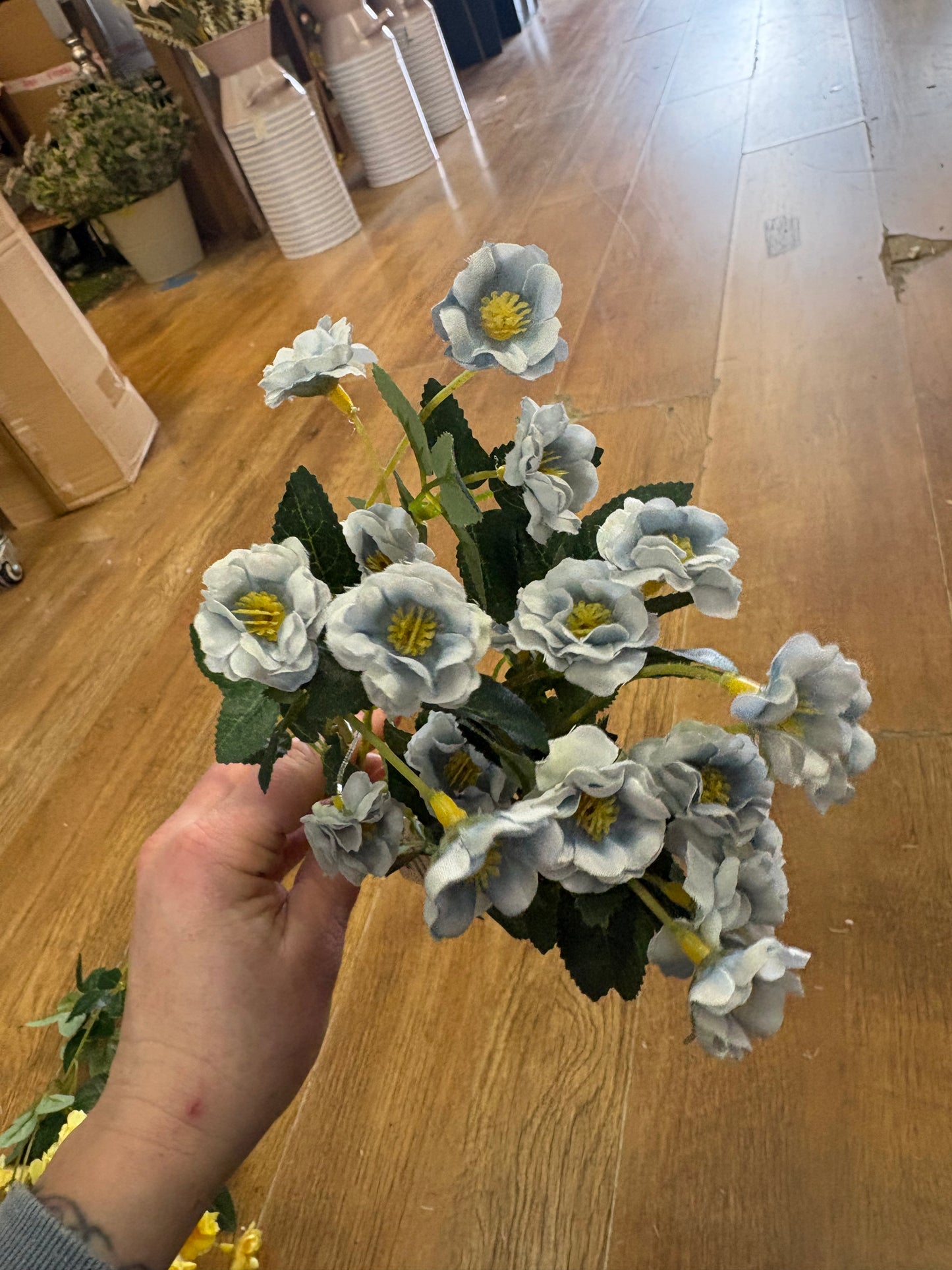 Pale blue ruffled buttercup bunch