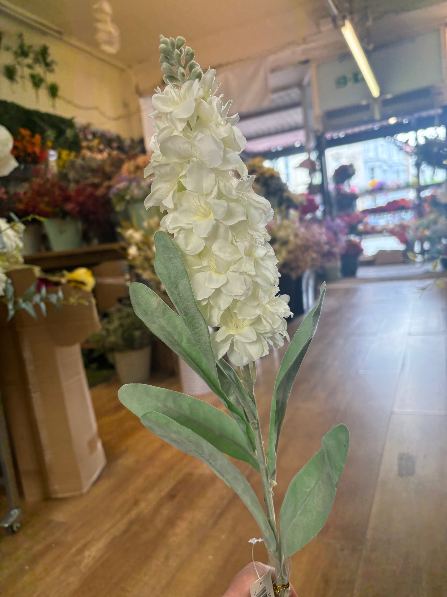 82cm tall flocked leaf ivory stock flower