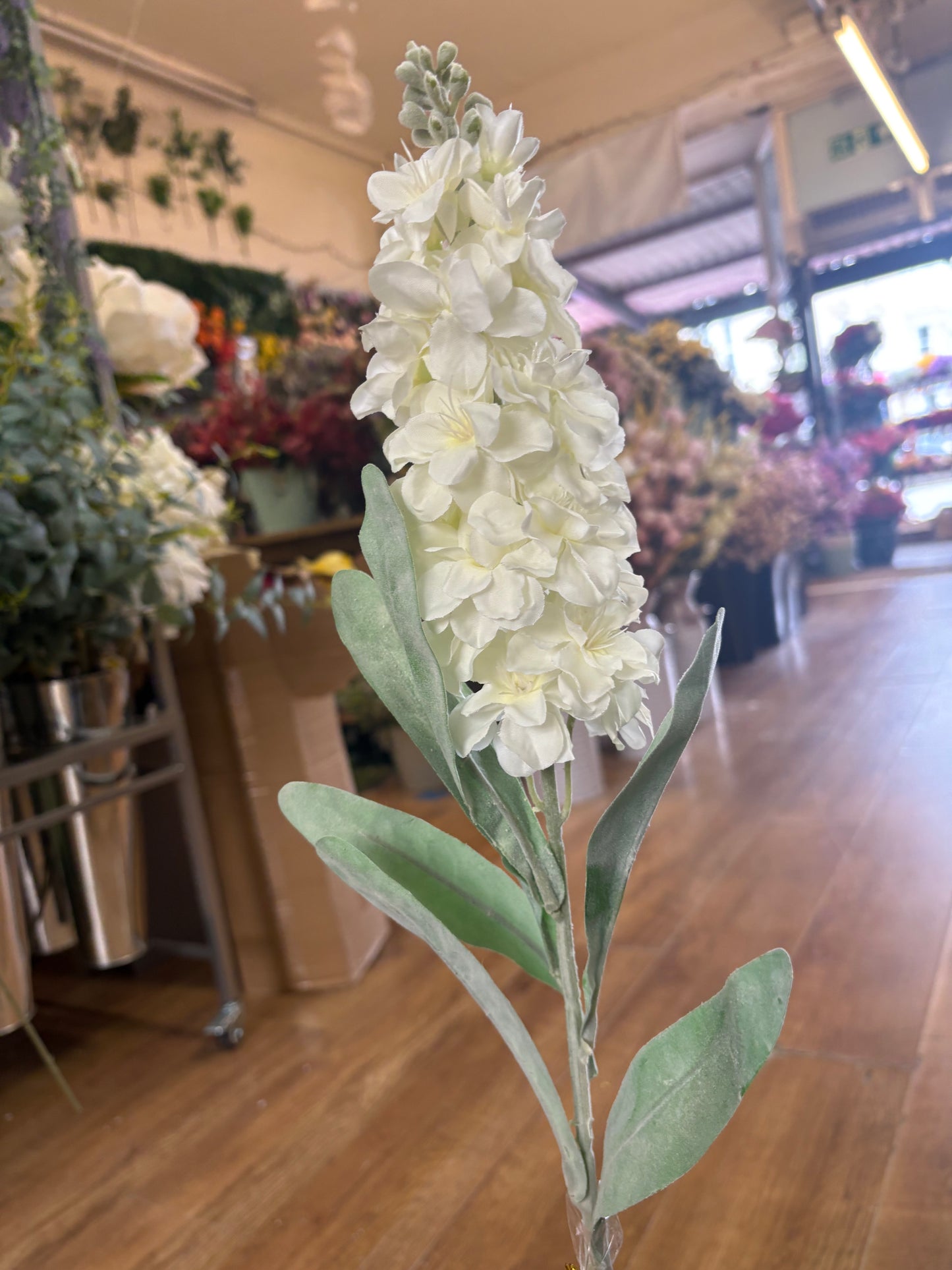 82cm tall flocked leaf ivory stock flower