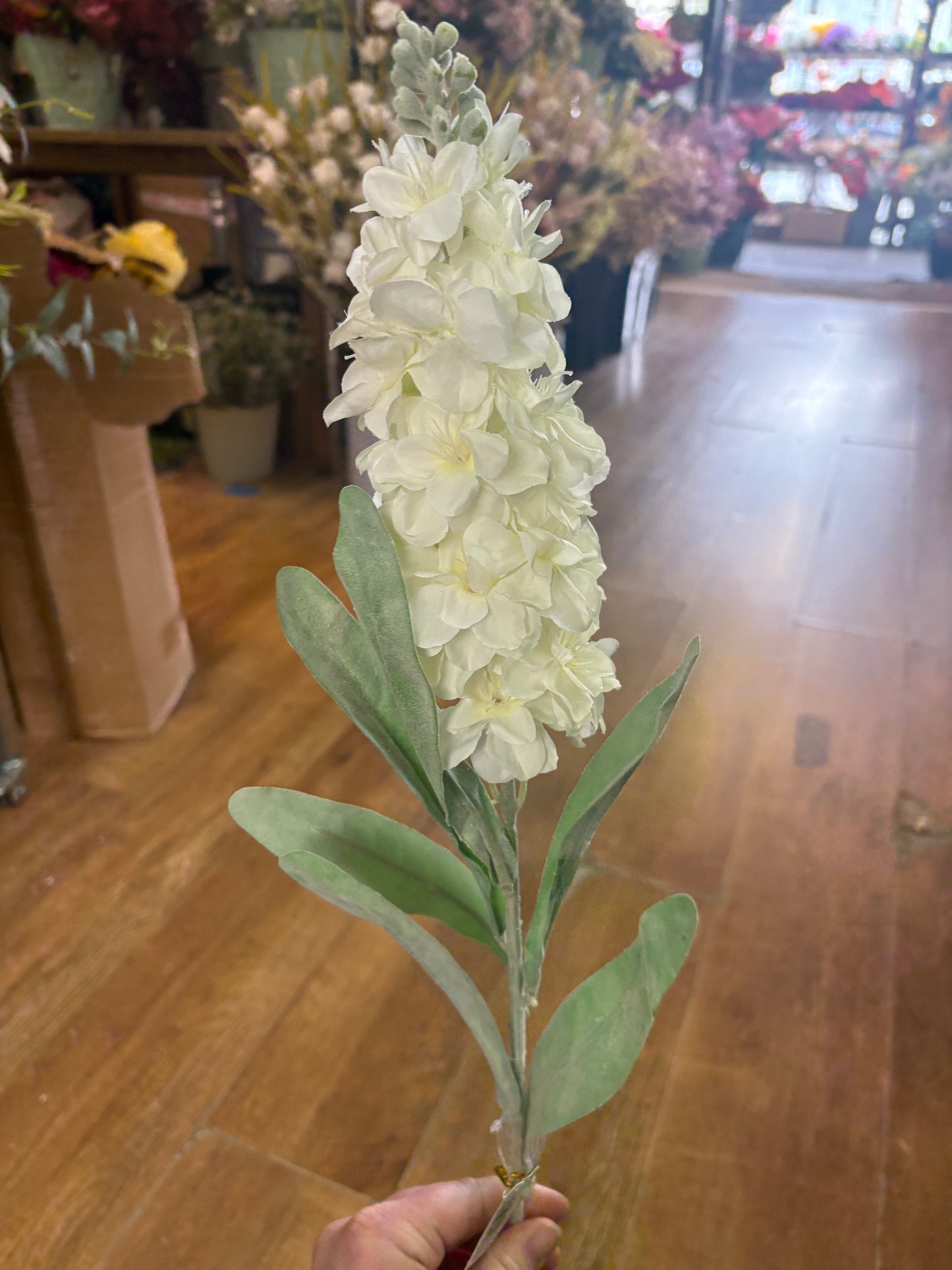 82cm tall flocked leaf ivory stock flower