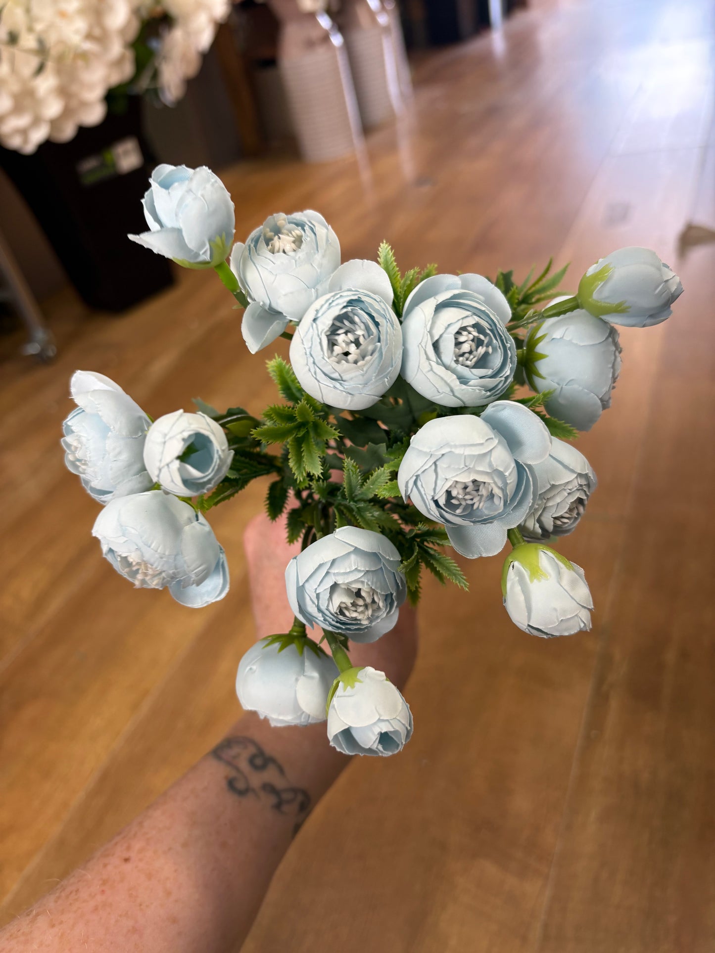 Small soft blue closed peony bunch