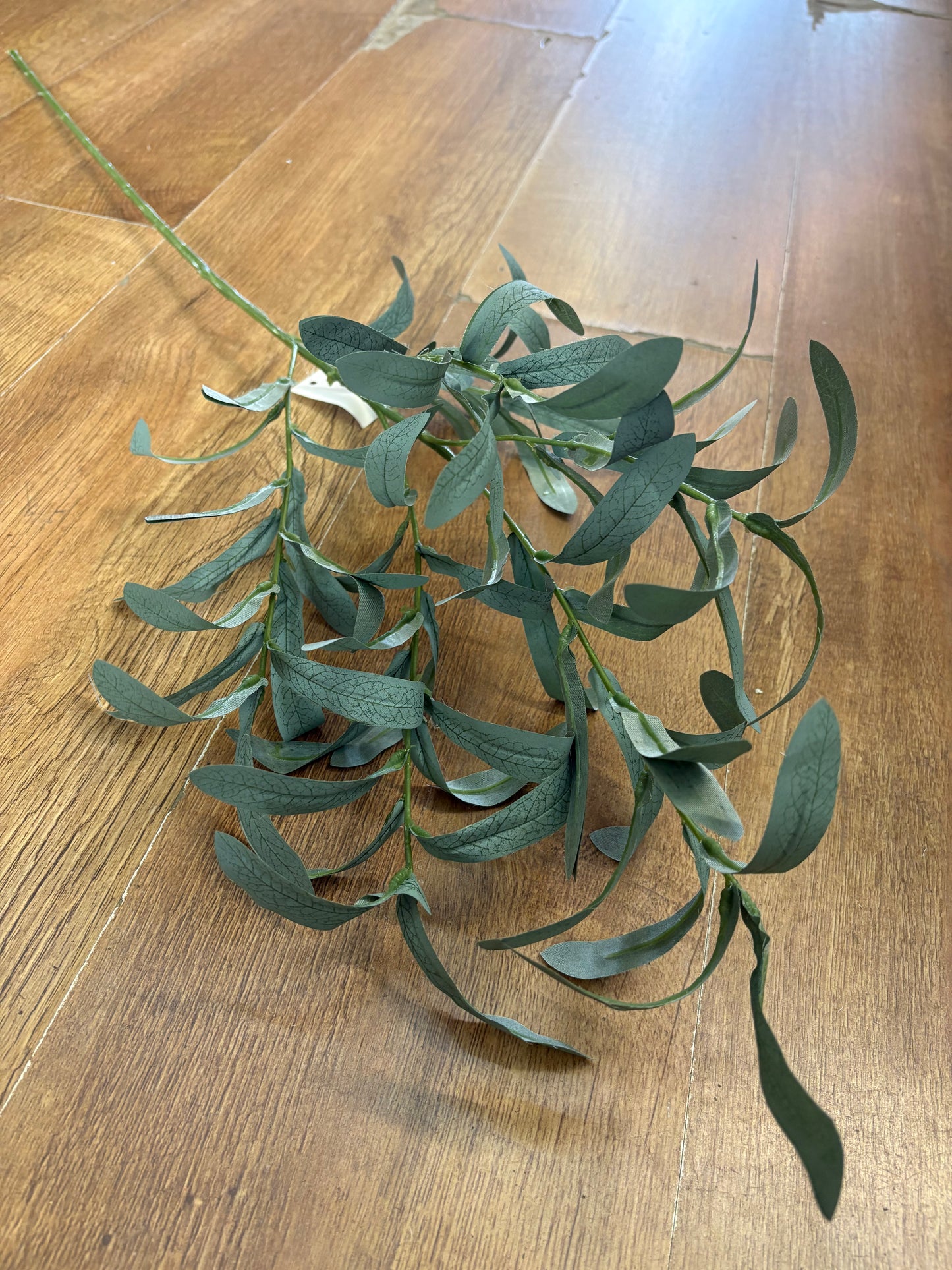 Long stem natural green olive leaf spray