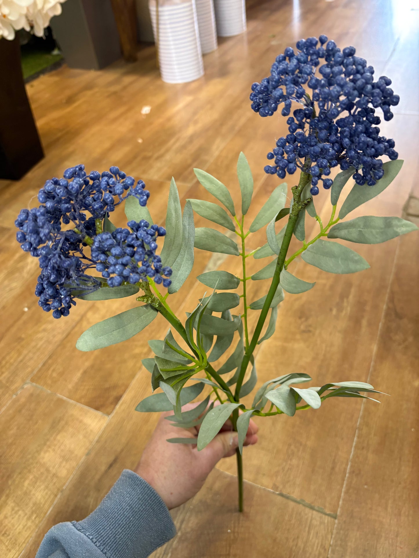 62cm tall blue premium elderberry spray