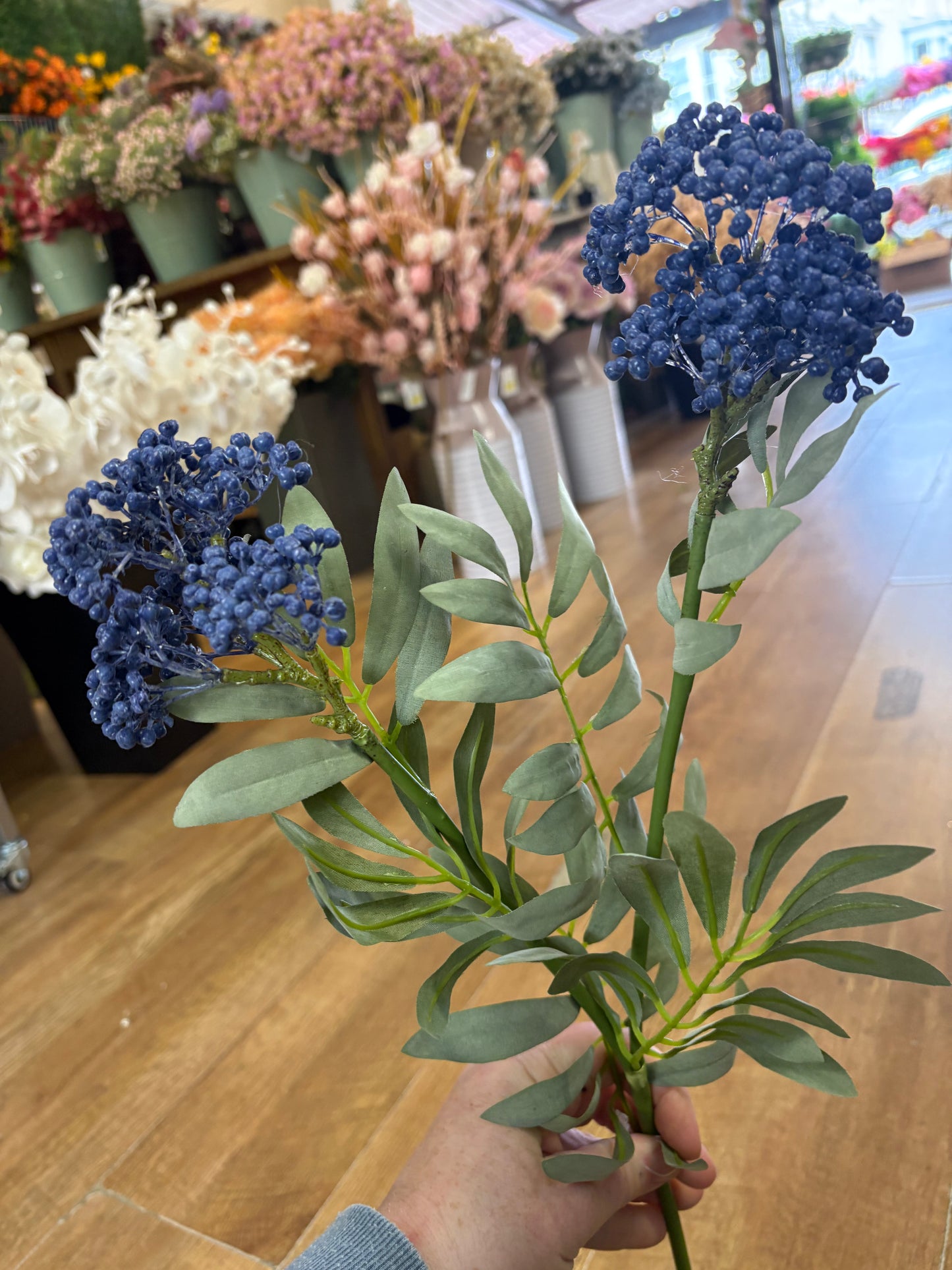 62cm tall blue premium elderberry spray