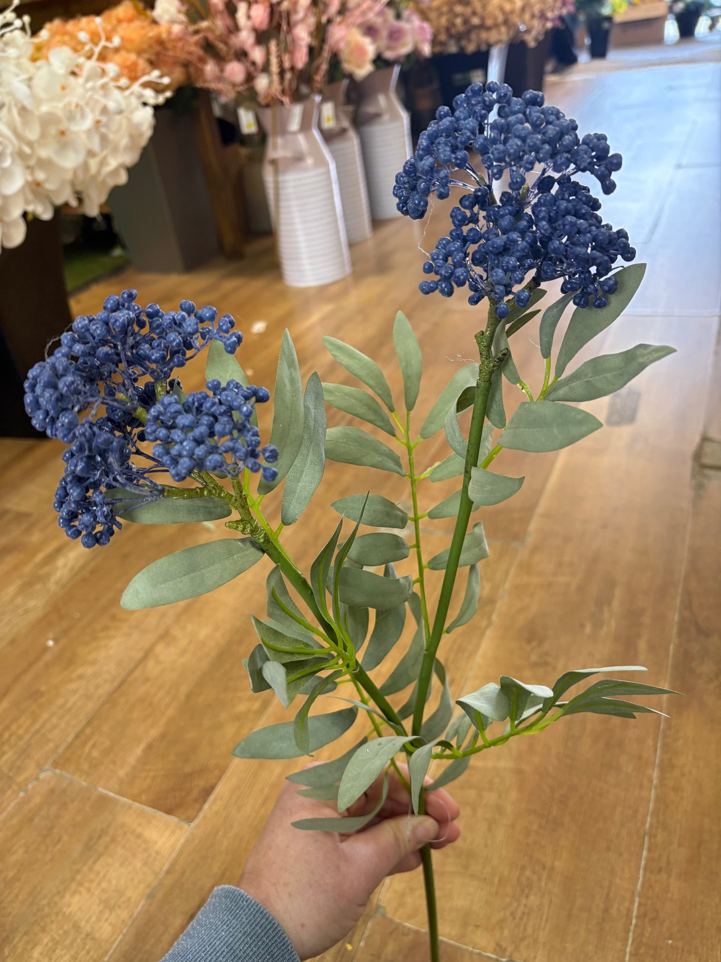 62cm tall blue premium elderberry spray