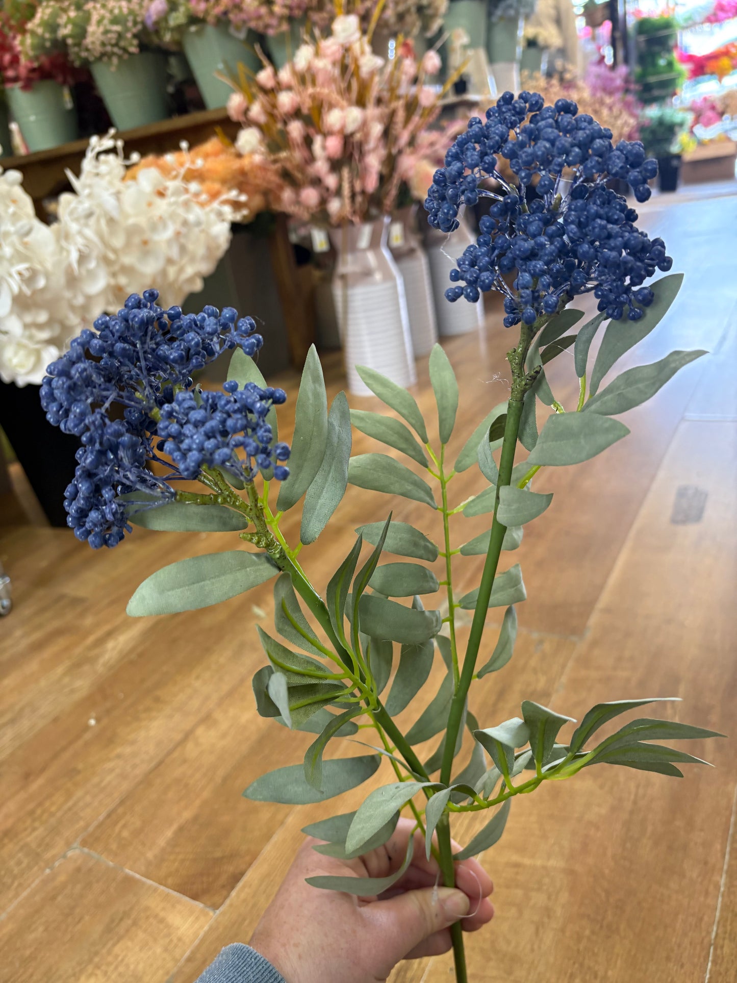 62cm tall blue premium elderberry spray