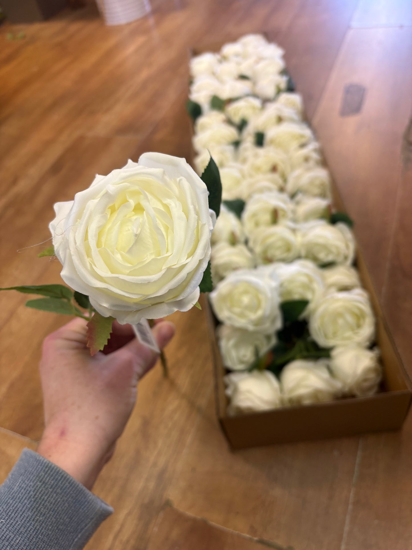 Box of 48 ivory globe roses (approx 8/9cm head)