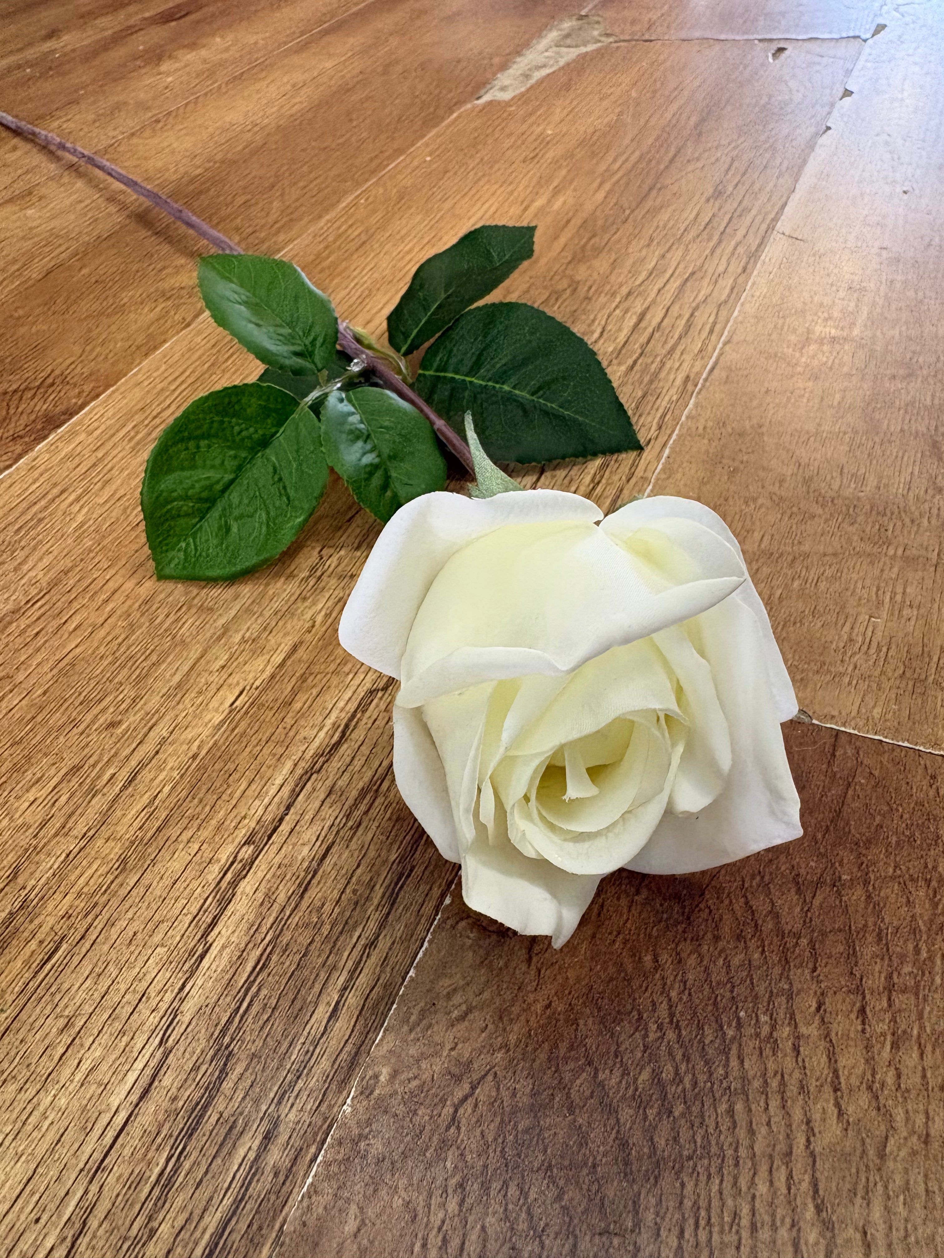 Cream real touch Deluxe single rose