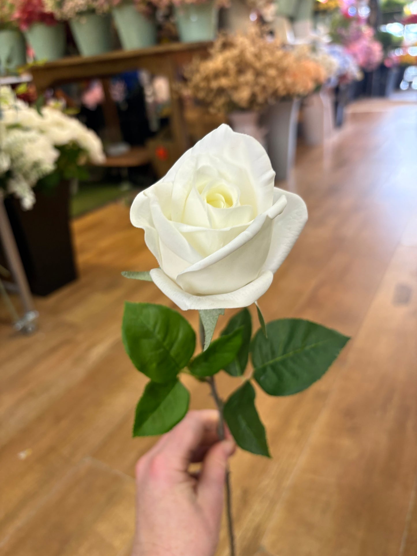 Ivory real touch deluxe single rose