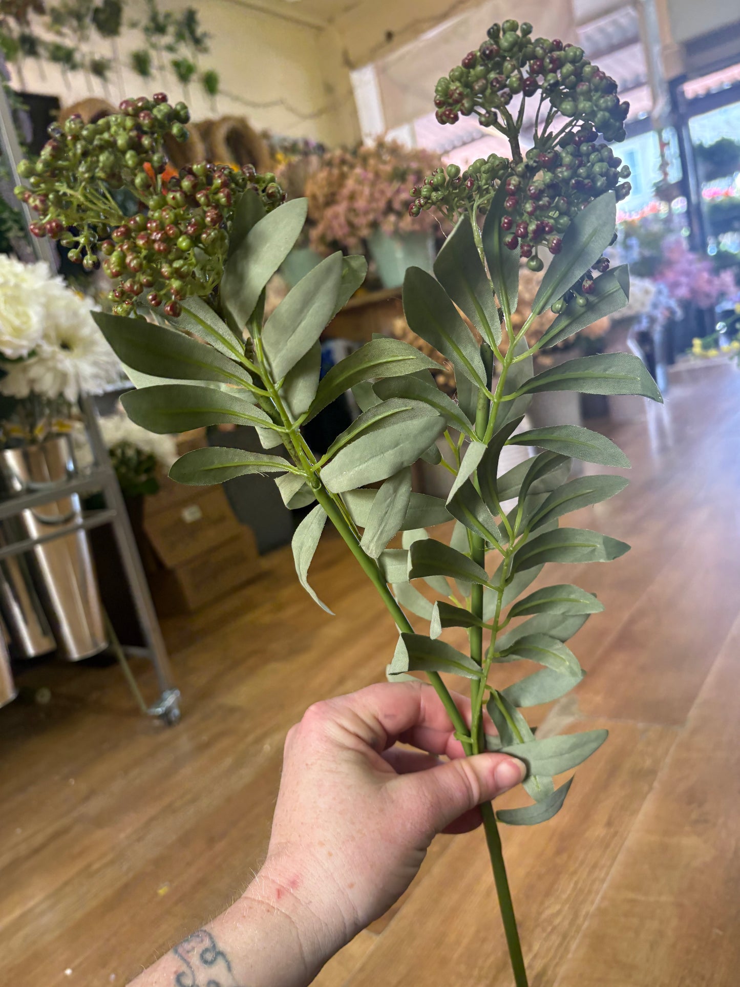 62cm tall green and brown elderberry spray