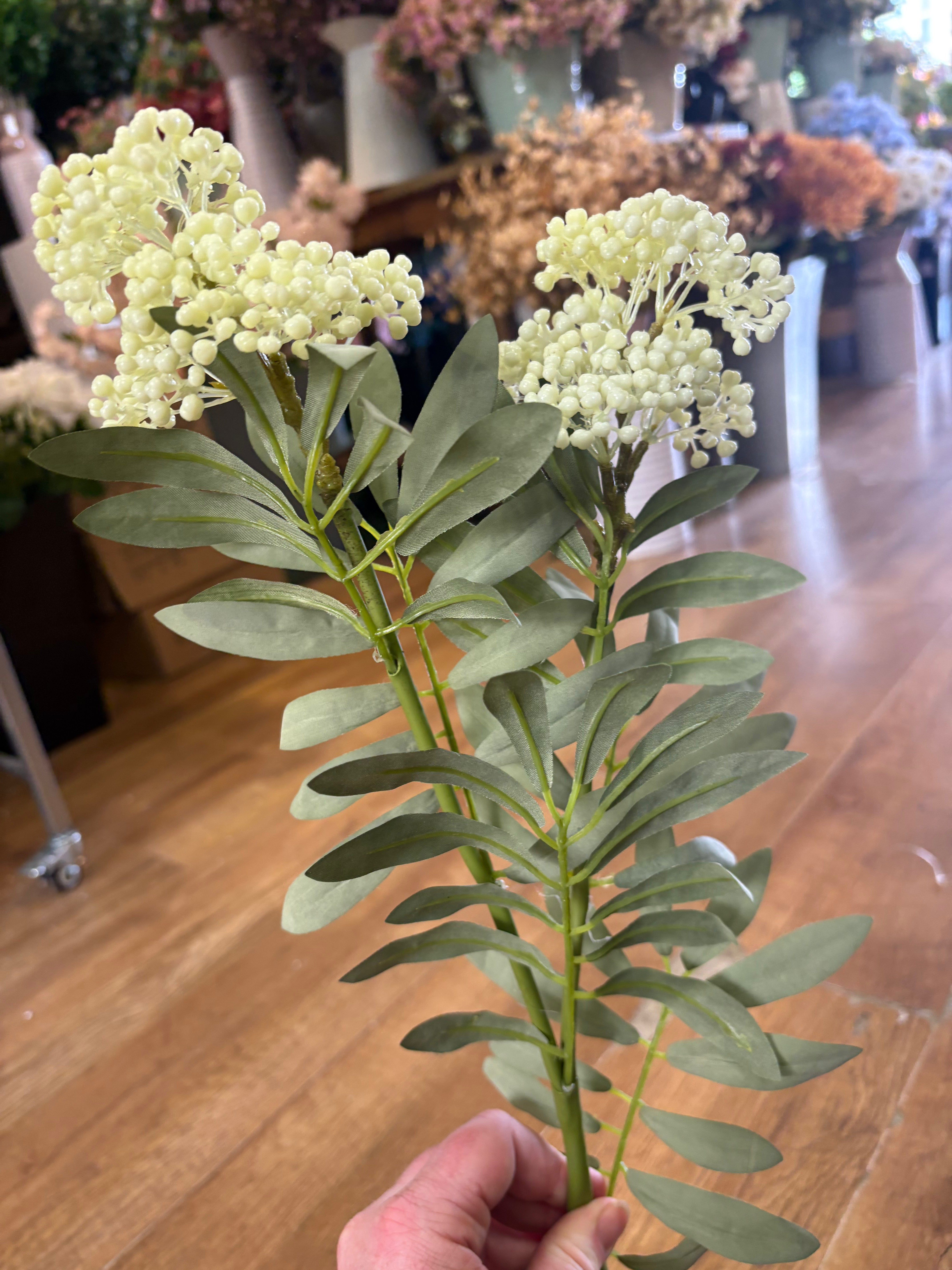62cm tall cream elderberry spray