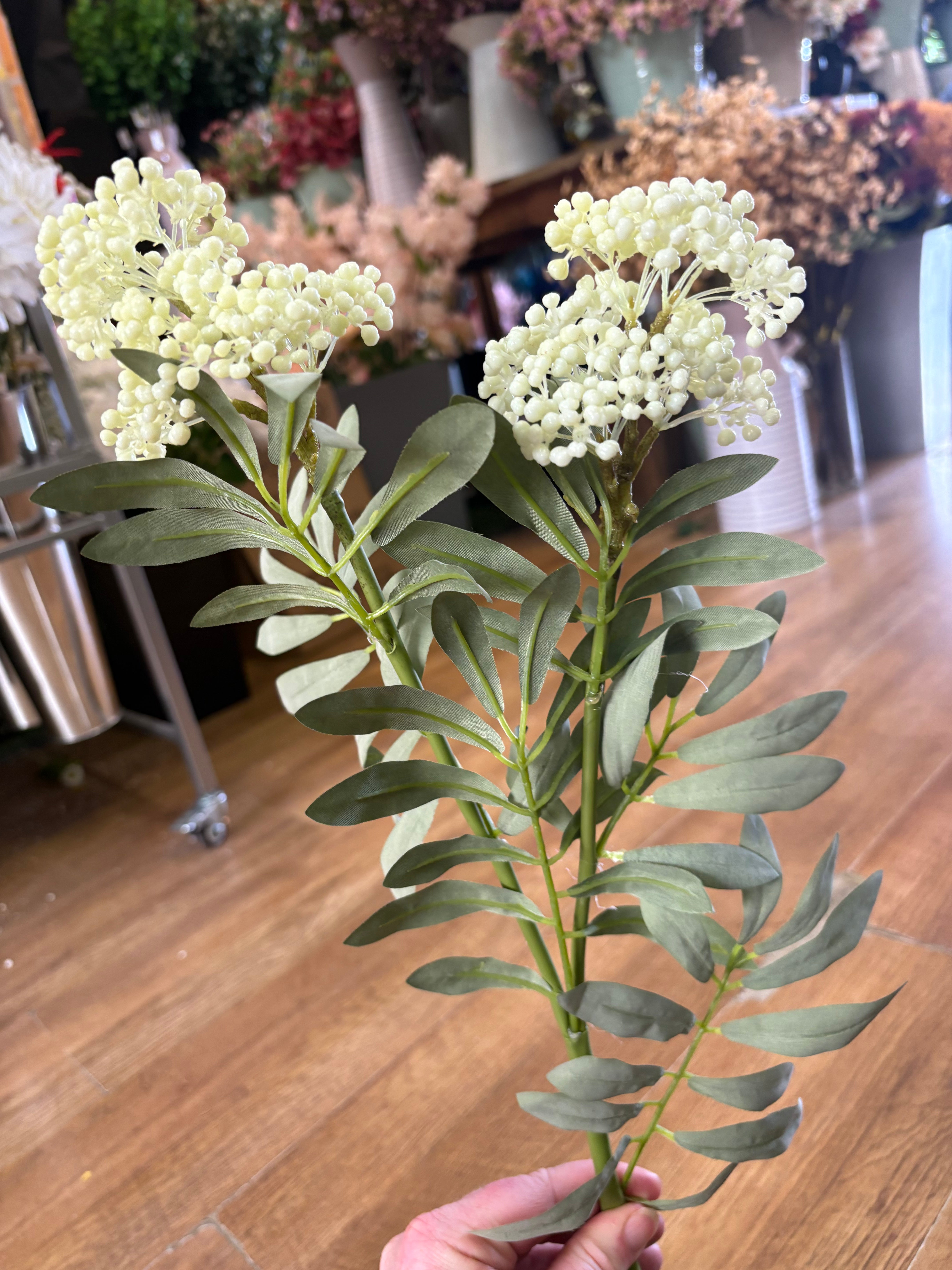 62cm tall cream elderberry spray
