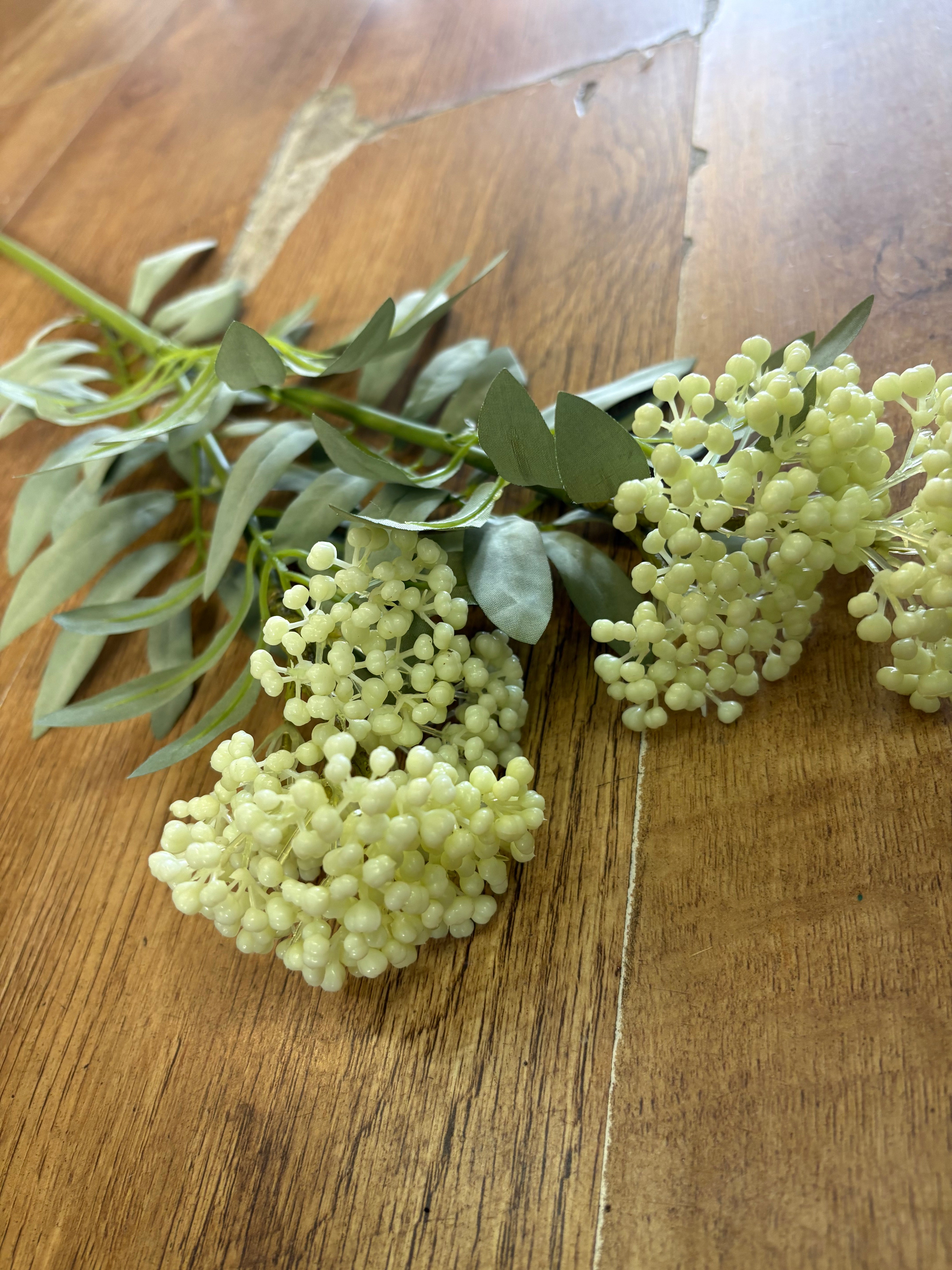 62cm tall cream elderberry spray