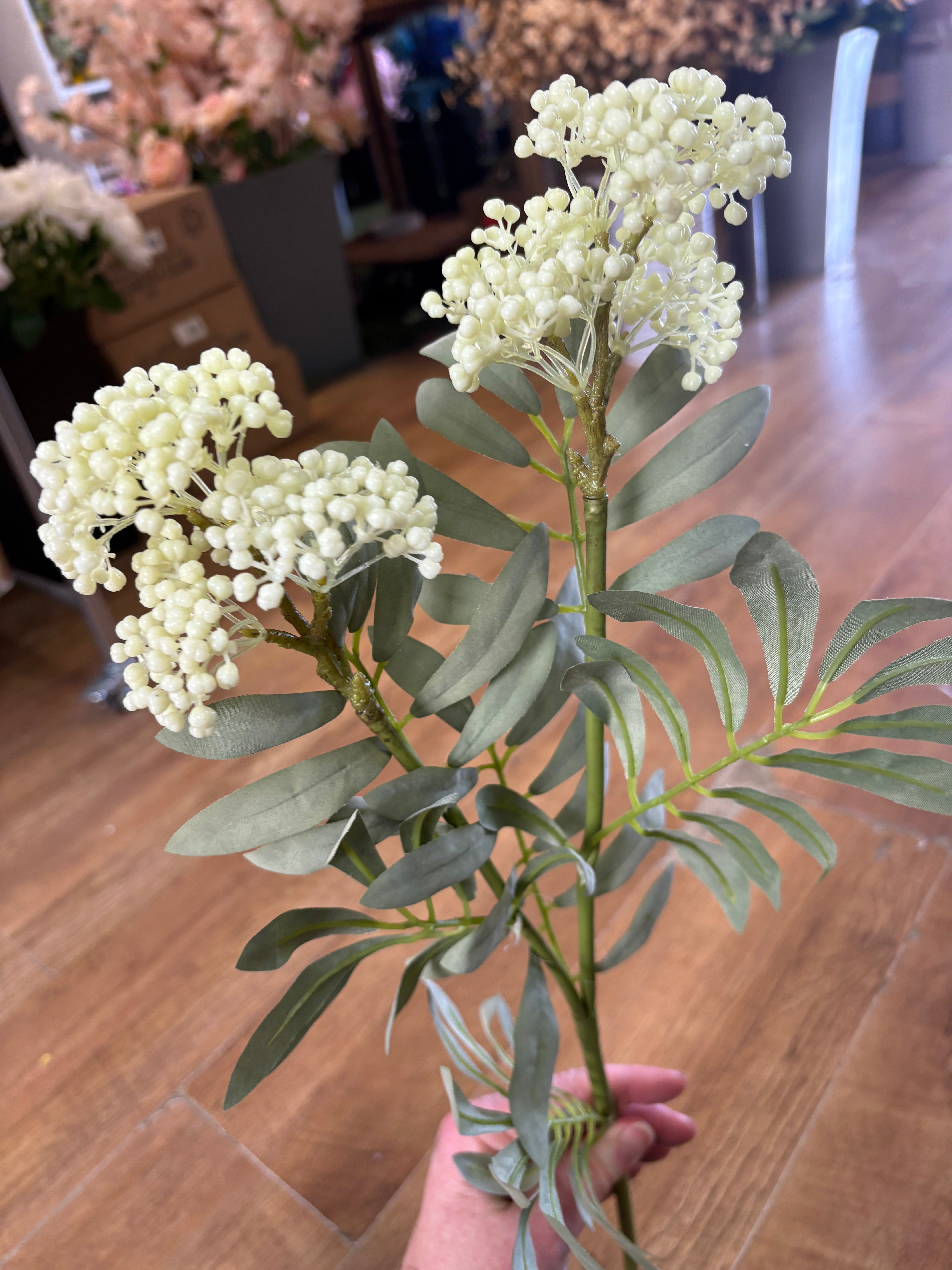 62cm tall cream elderberry spray