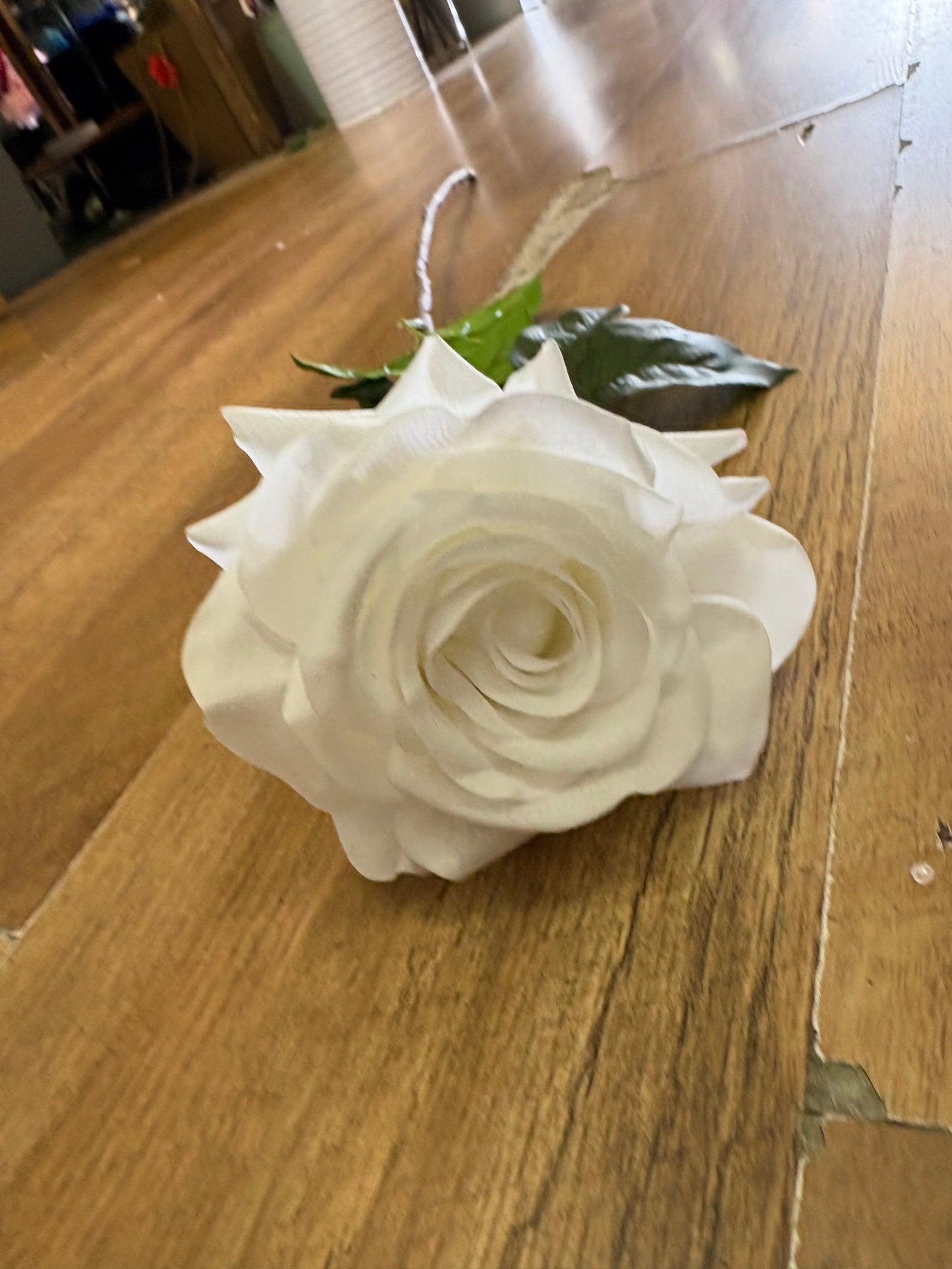 White real touch superior single rose