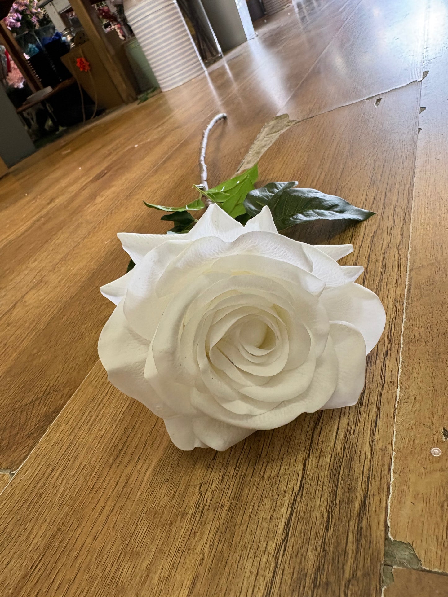 White real touch superior single rose