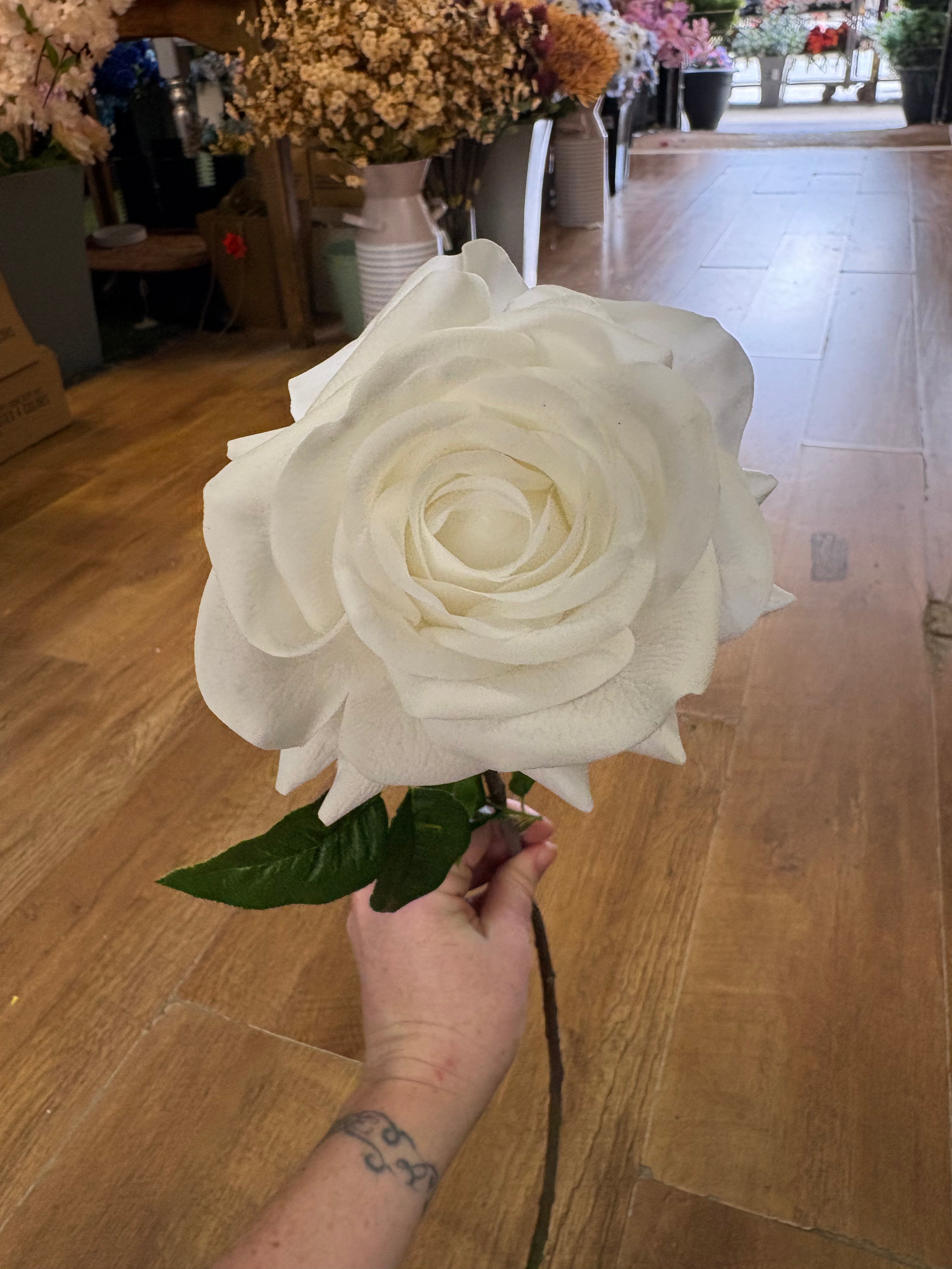 White real touch superior single rose