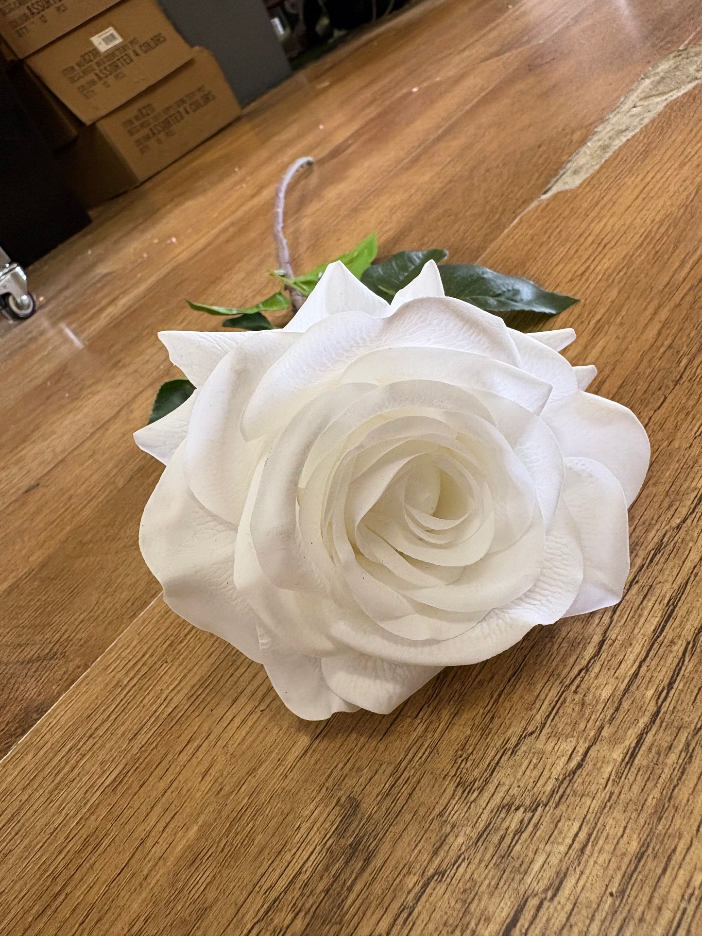 White real touch superior single rose