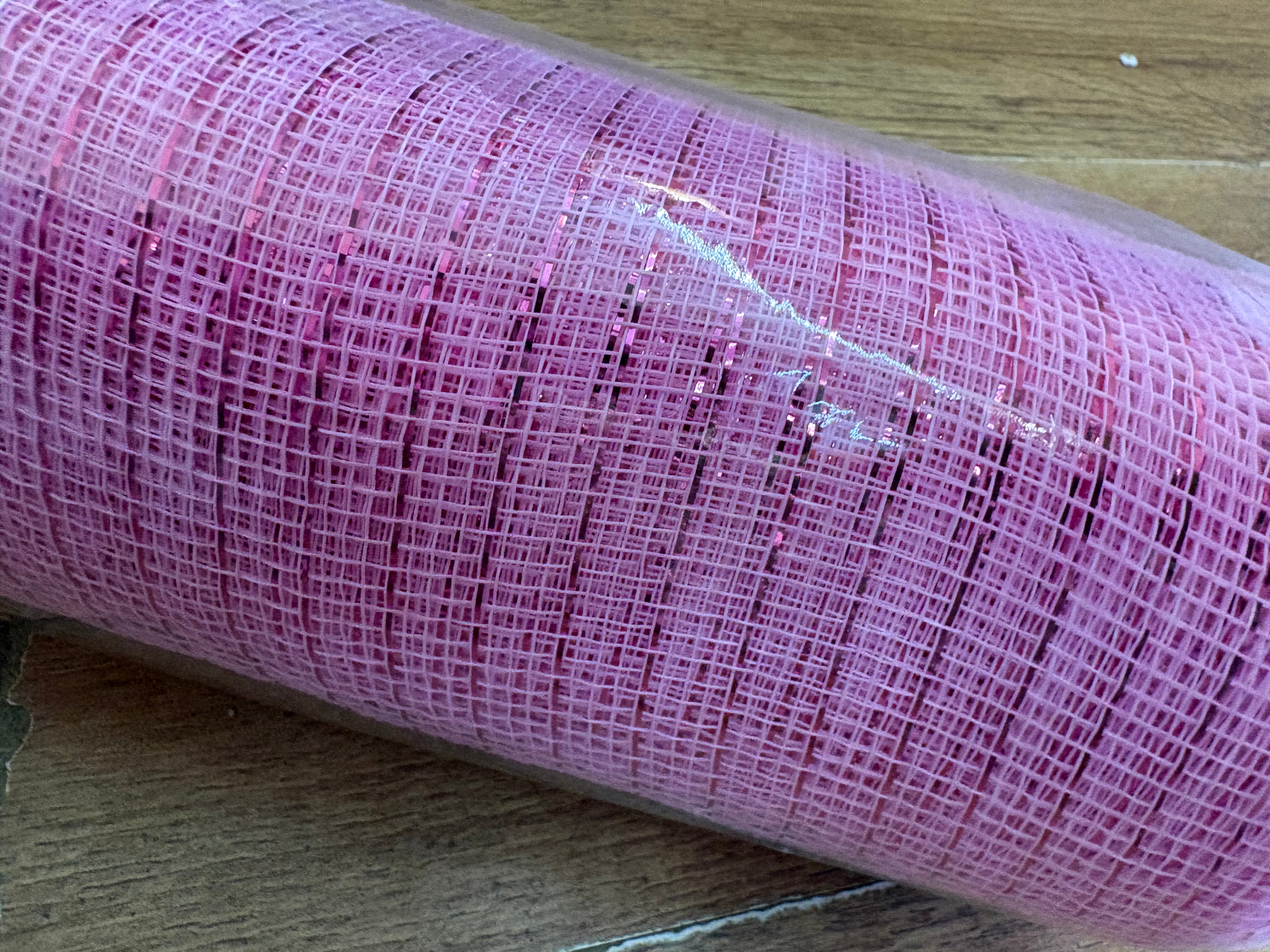 53cm x 9.1m (10 yrds) metallic pink deco mesh