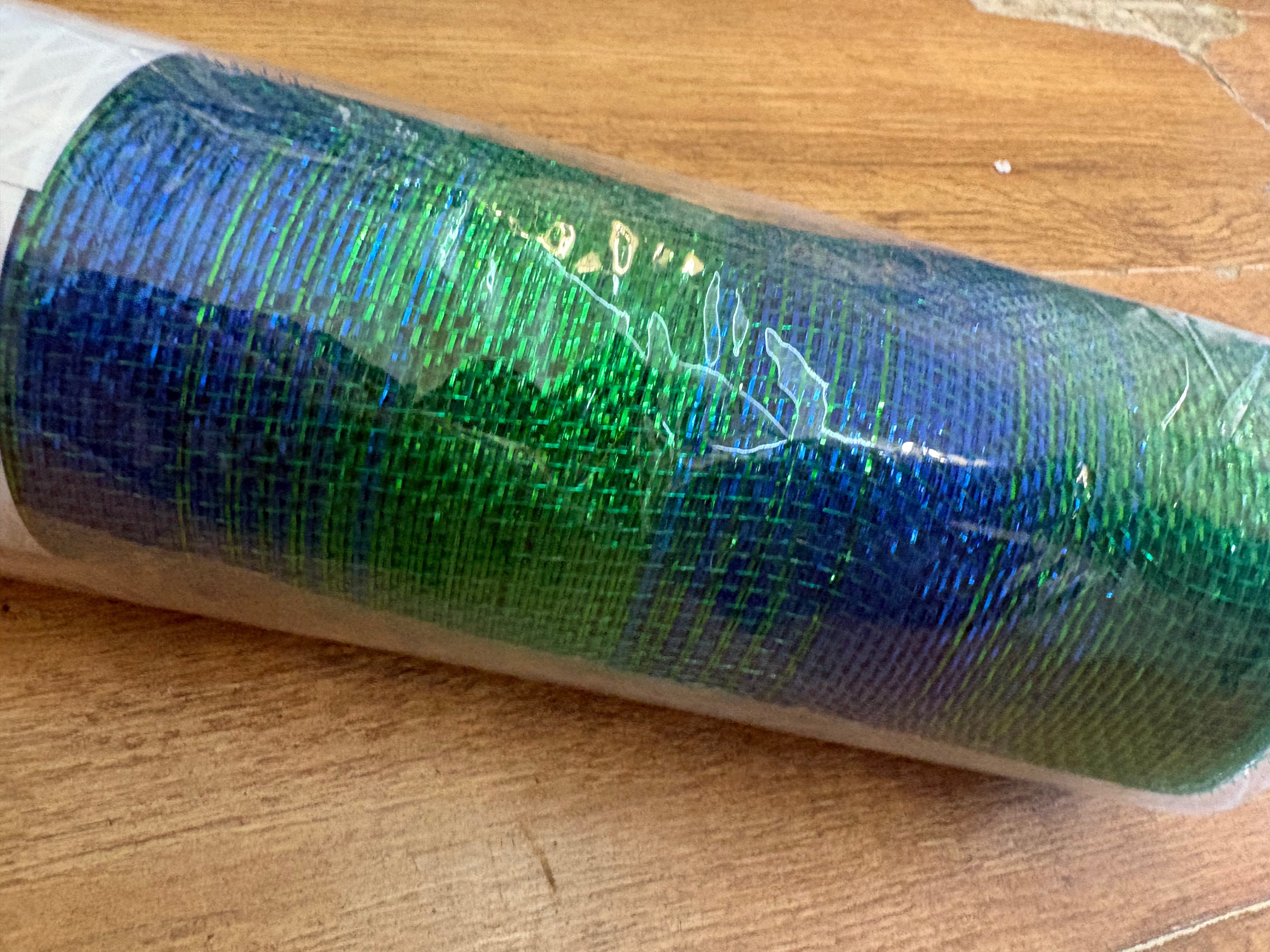 53cm x 9.1m(10 yrds) peacock blend deco mesh