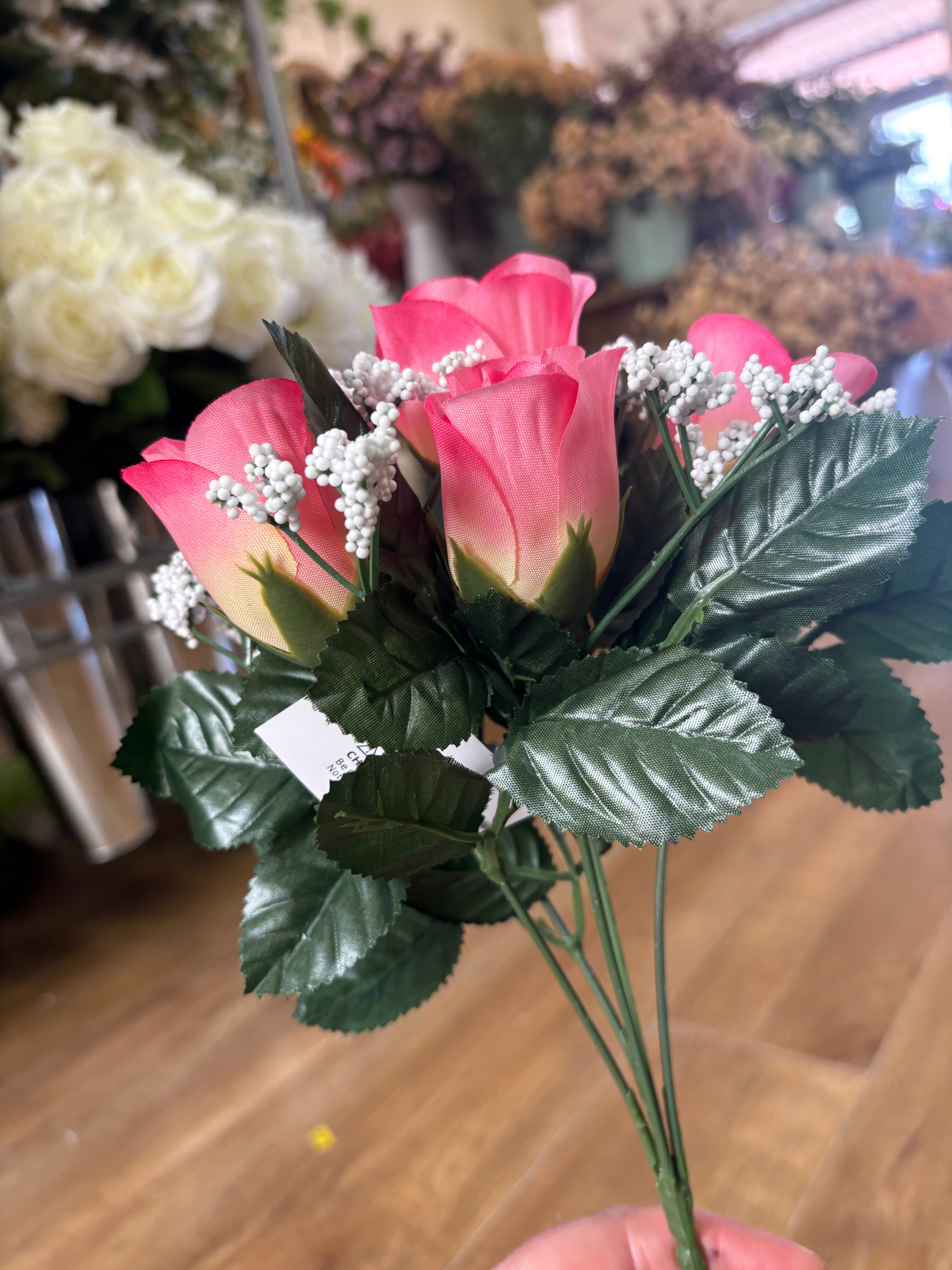 Rosebud and gypsophila bunch - 6 colours available