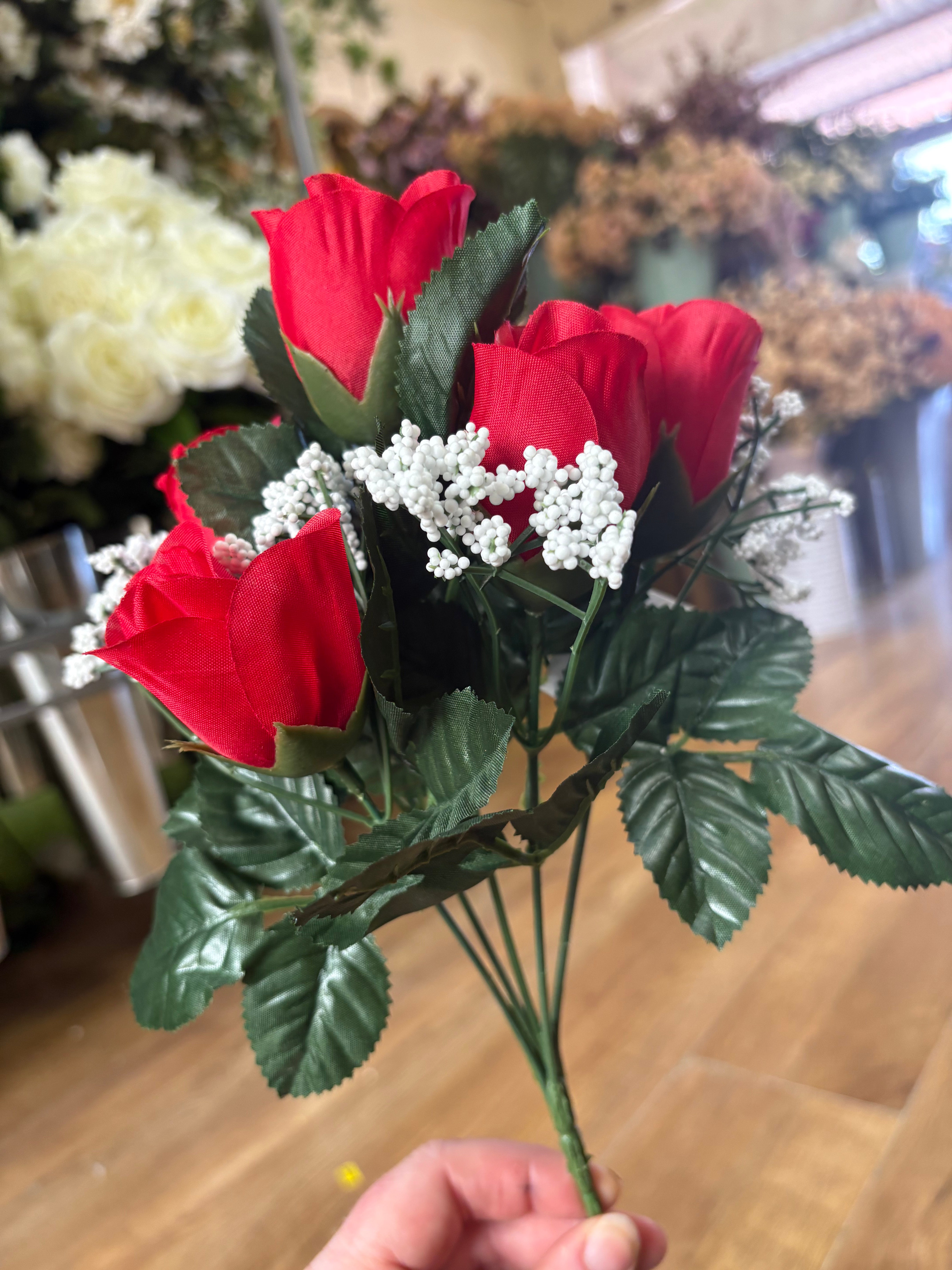 Rosebud and gypsophila bunch - 6 colours available